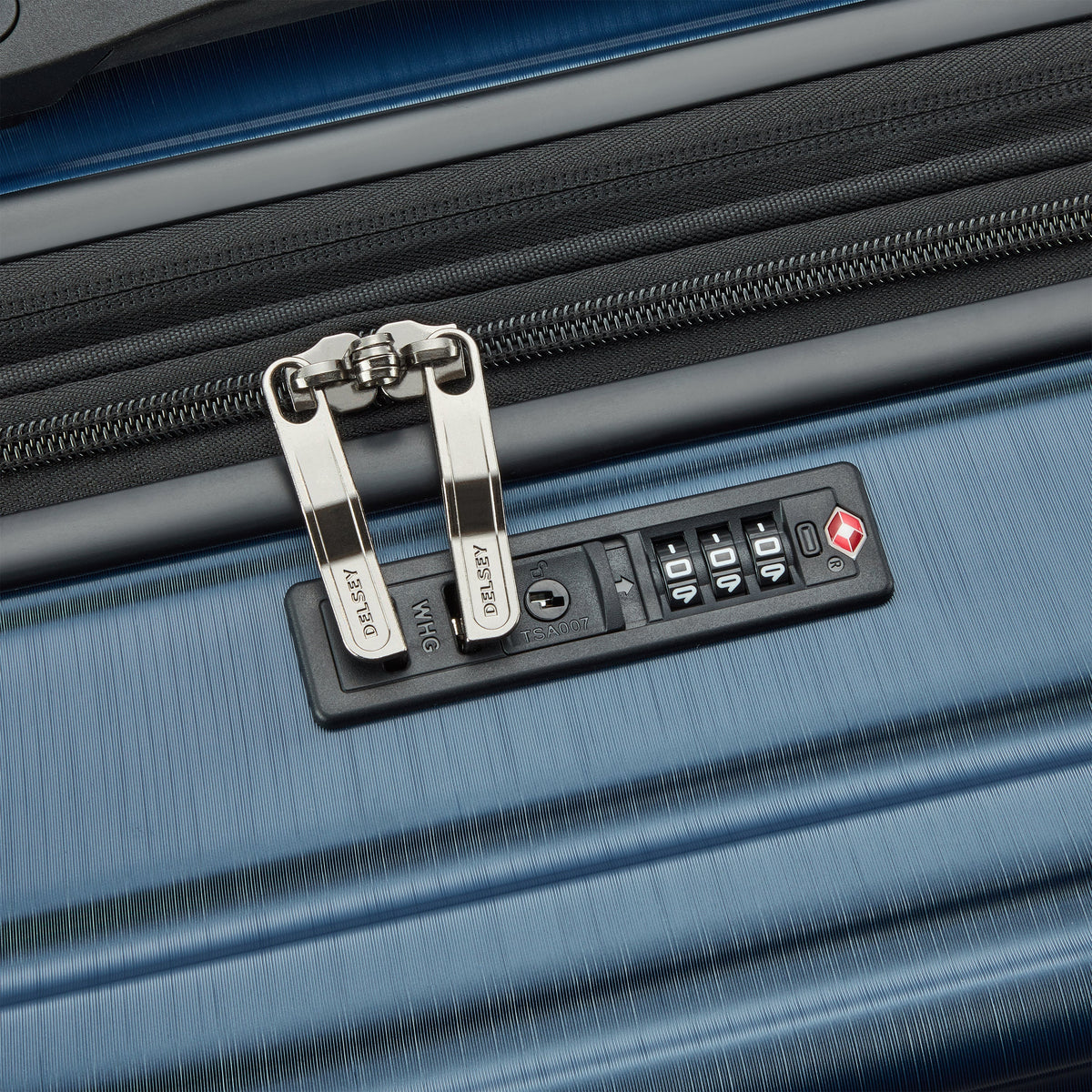 Delsey Cosmique Large Expandable Spinner in Deep Sea Navy — detail view
