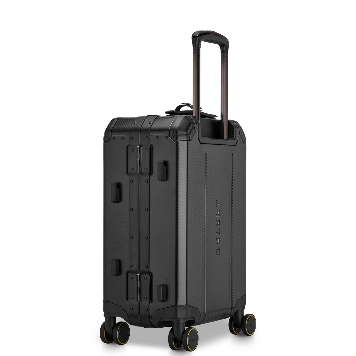 Delsey Alu'r Aluminum Carry-On Spinner in Black — angle view 4 # color_Black