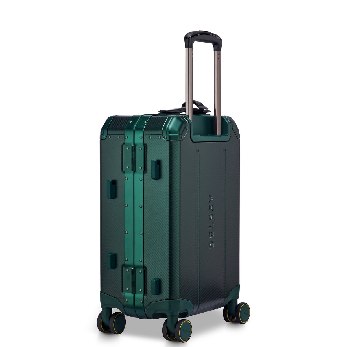 Delsey Alu'r Aluminum Carry-On Spinner in Green — angle view 4 # color_Green