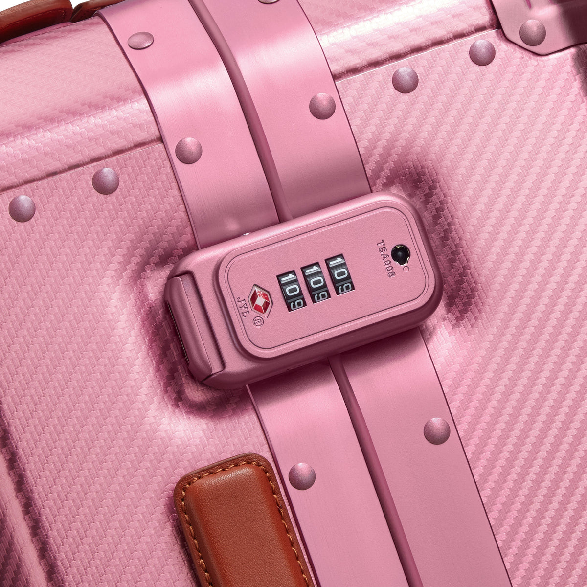 Delsey Alu'r Aluminum Carry-On Spinner in Pink — detail view 4 # color_Pink