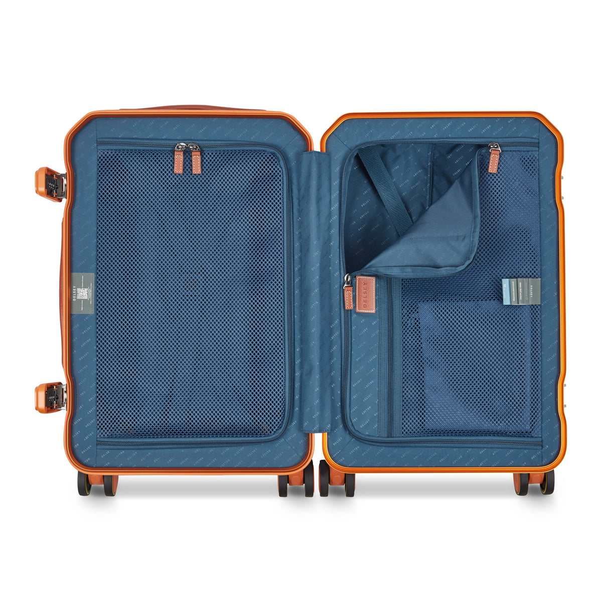 Delsey Alu'r Aluminum Carry-On Spinner in Orange — interior view # color_Orange