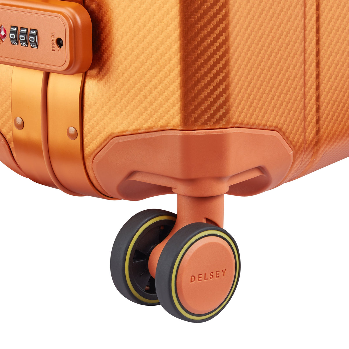 Delsey Alu'r Aluminum Carry-On Spinner in Orange — detail view 5 # color_Orange