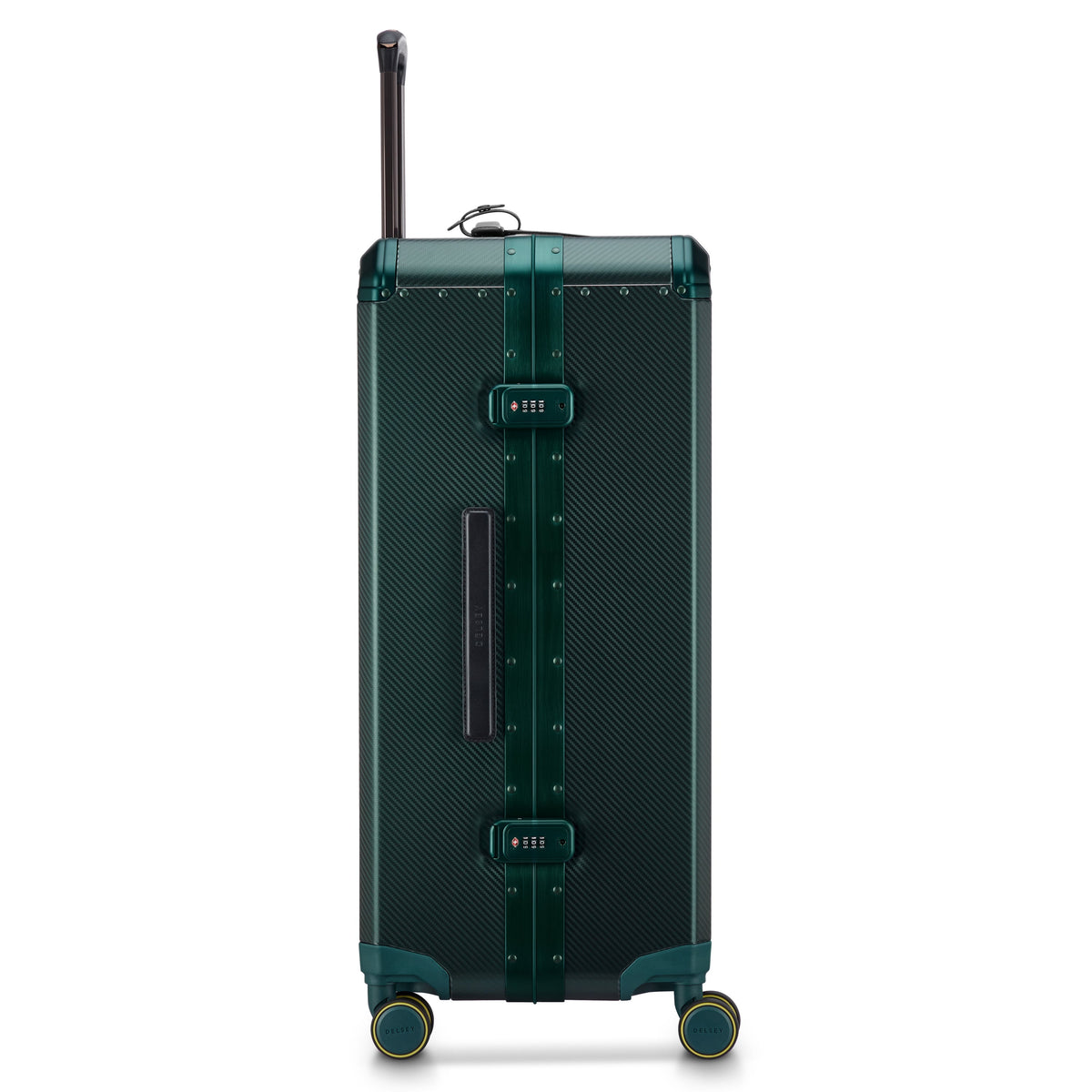 Delsey Alu'r Aluminum Large Spinner Upright in Green — angle view 5 # color_Green