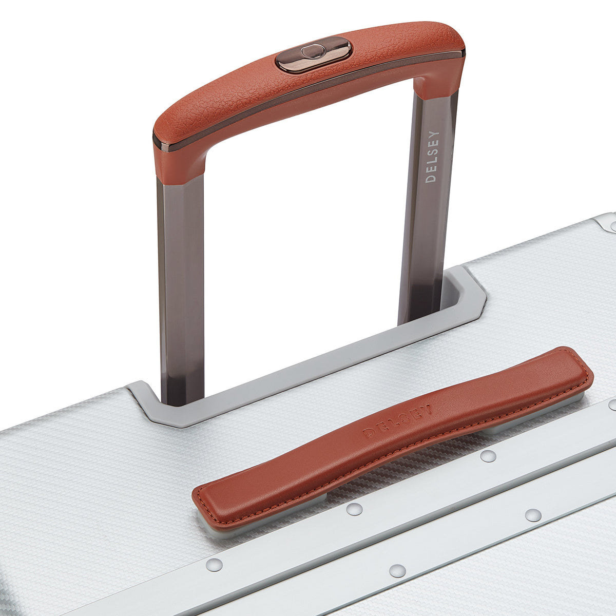 Delsey Alu'r Aluminum Large Spinner Upright in Silver — detail view 2 # color_Silver