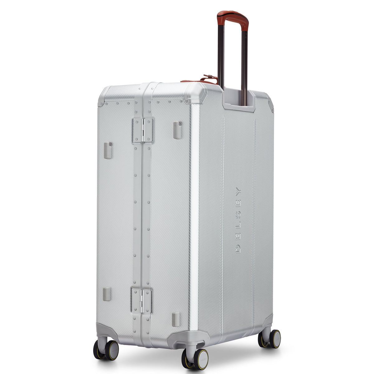 Delsey Alu'r Aluminum Large Spinner Upright in Silver — angle view 4 # color_Silver