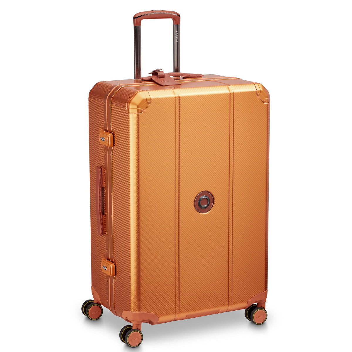 Delsey Alu'r Aluminum Large Spinner Upright in Orange — angle view 2 # color_Orange