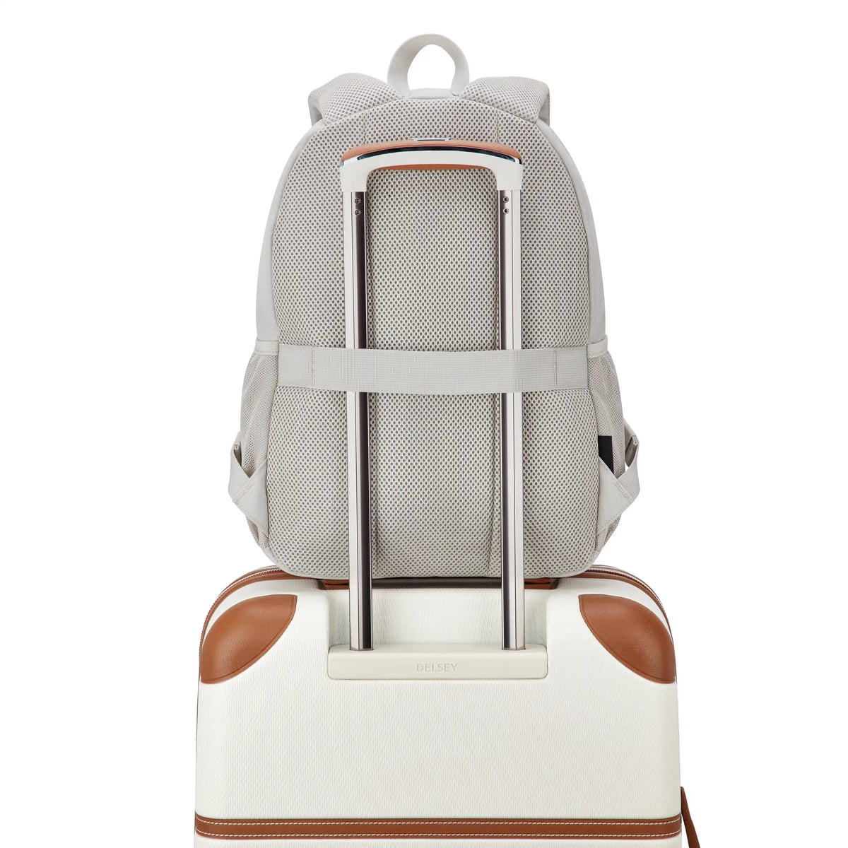 Delsey BTS Dylan Laptop Backpack in Pearl Grey — detail view 3 # color_Pearl Grey