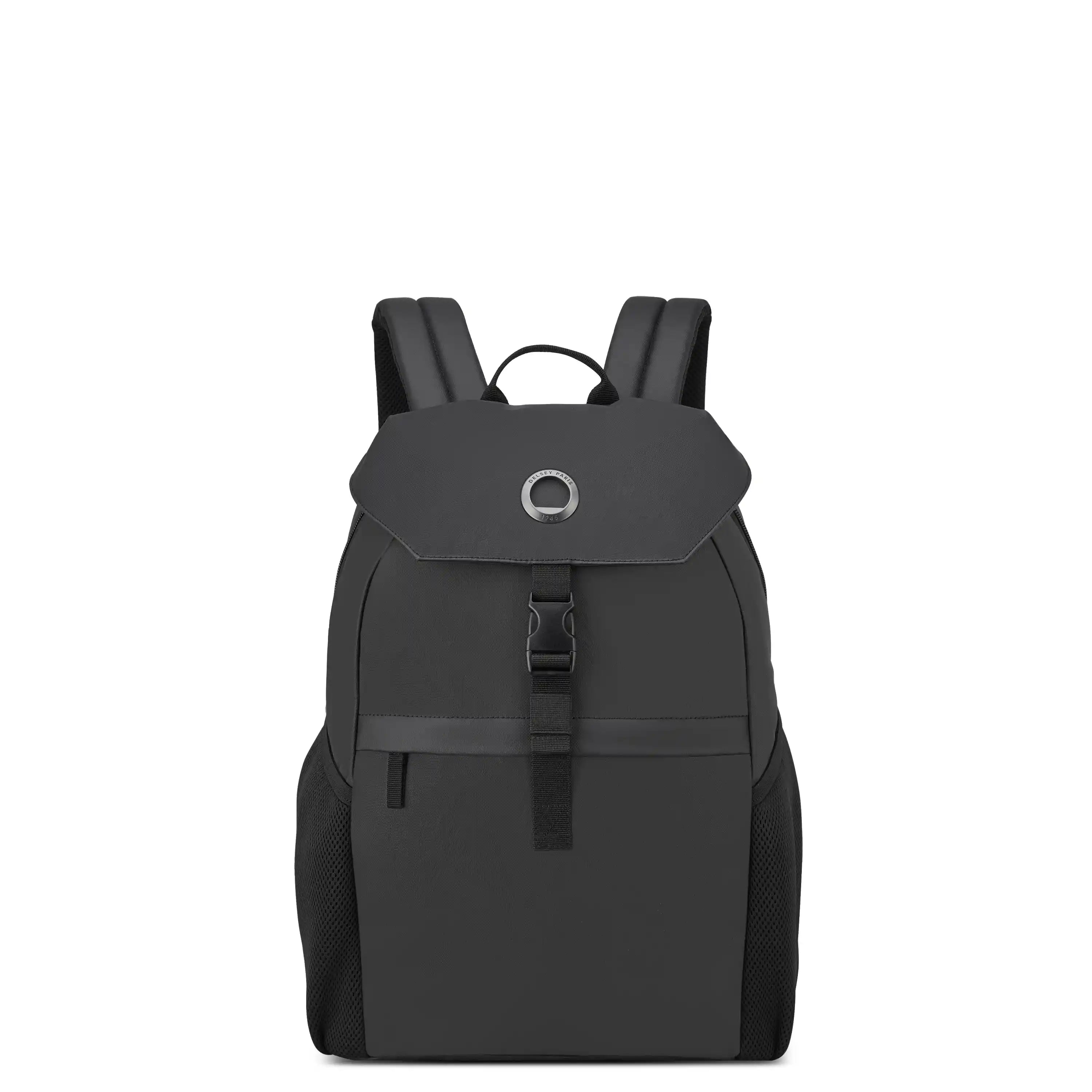 Delsey BTS Bedford Laptop Backpack in Black — front view # color_Black