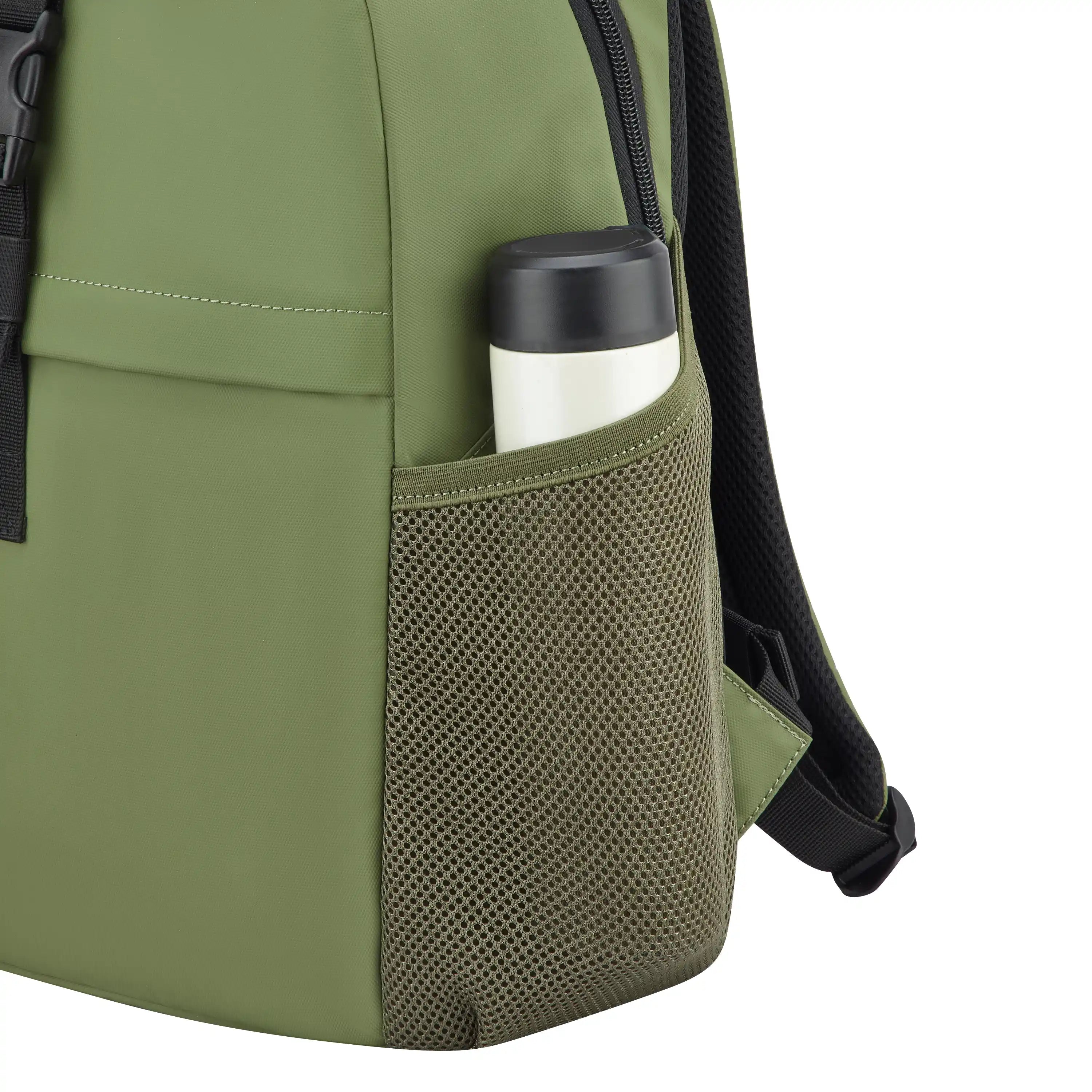Delsey BTS Bedford Laptop Backpack in Olive Green — angle view 3 # color_Olive Green