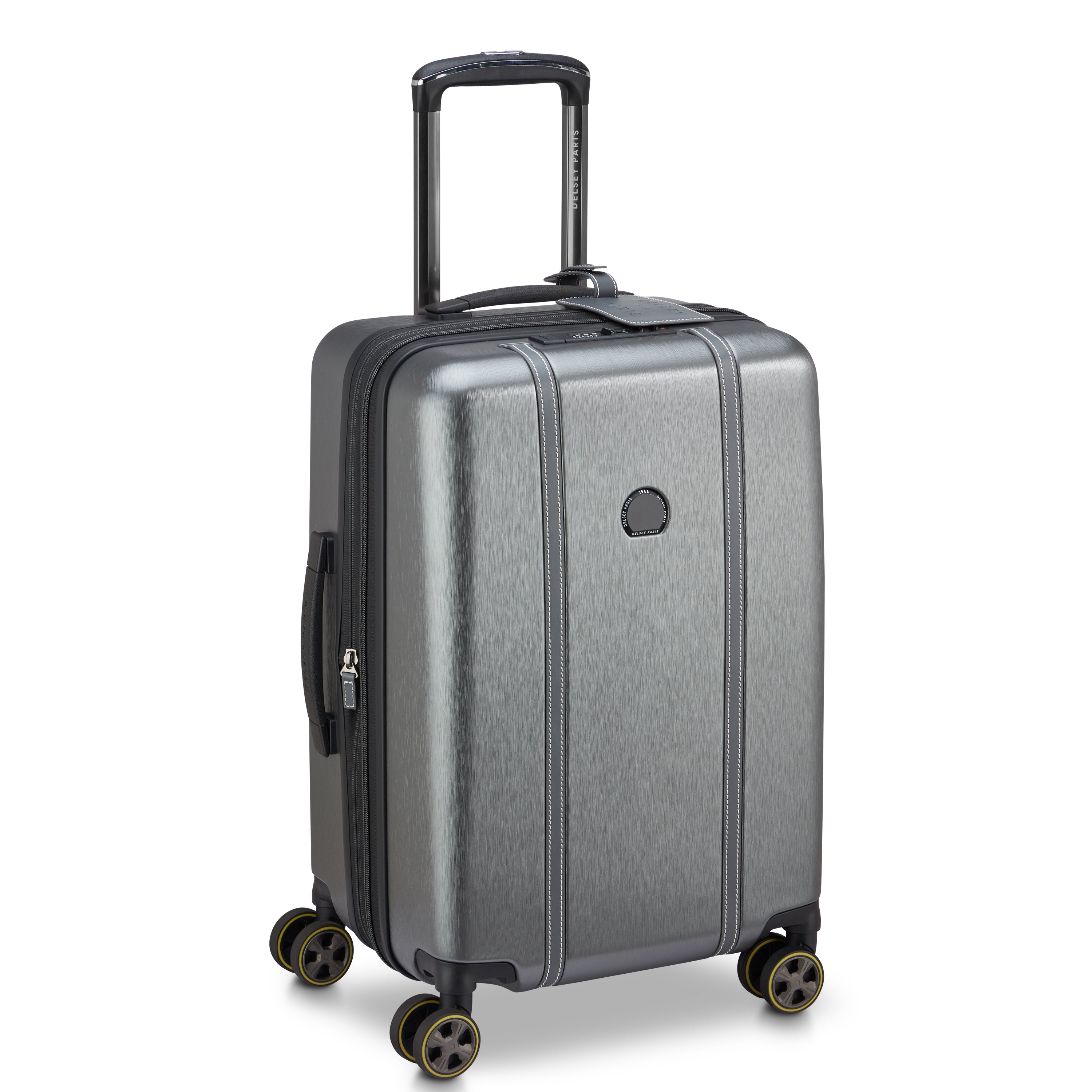 Delsey Cadence Carry-On Plus Expandable Spinner in Silver — front view # color_Silver