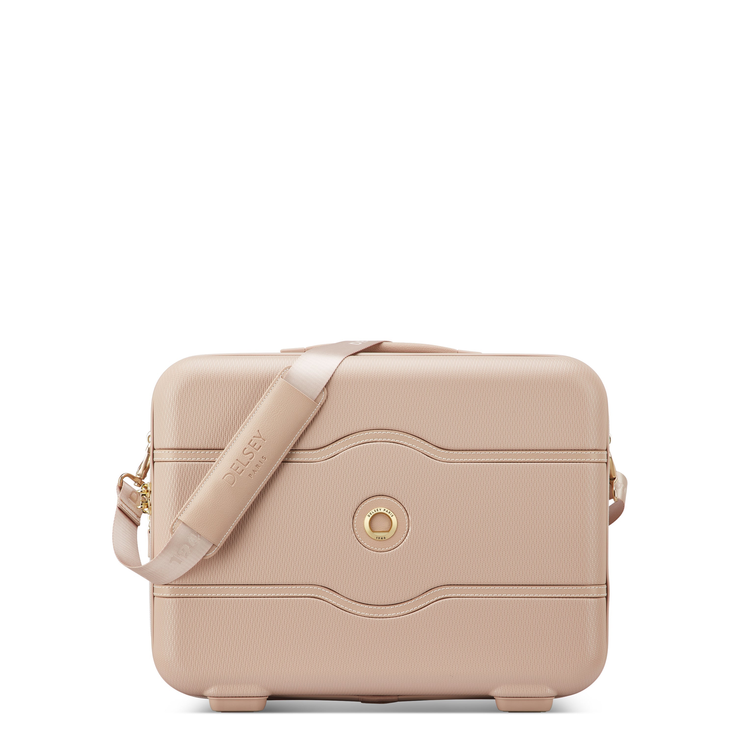Delsey Chatelet Air 2.0 Expandable Carry-On Overnighter Bag in Limited Edition Beige Rose — angle view 2