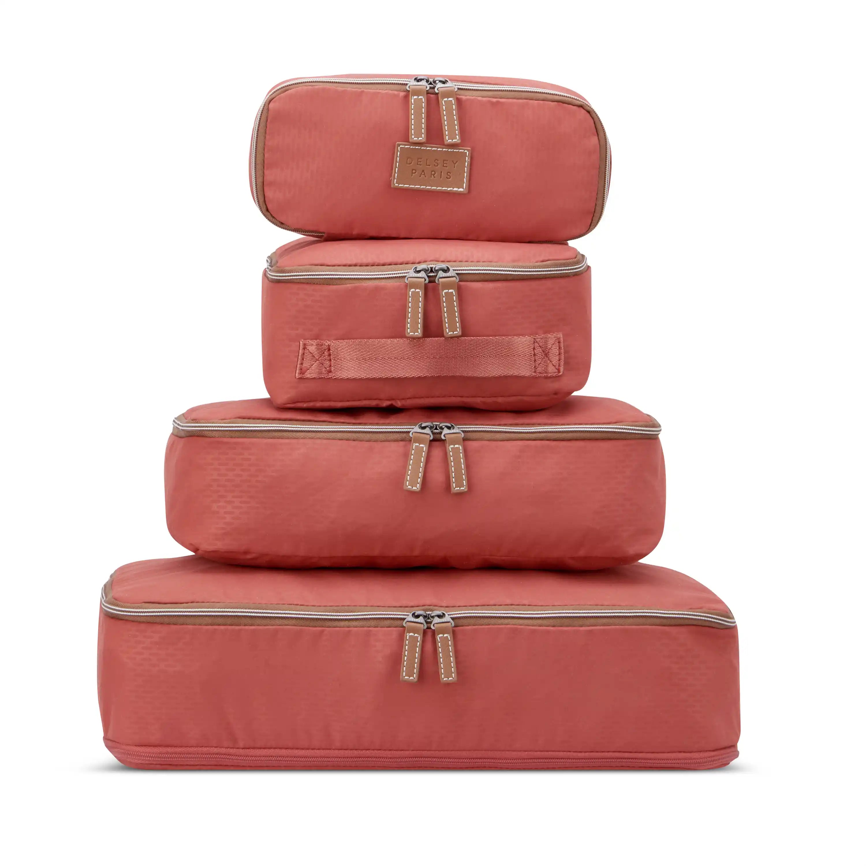 Delsey Chatelet Air 2.0 Packing Cube Set of 4 in Terracotta — front view