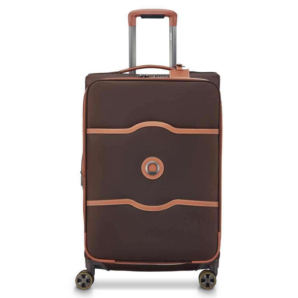 Delsey Chatelet Air 2.0 Softside Medium Expandable Spinner in Brown — front view