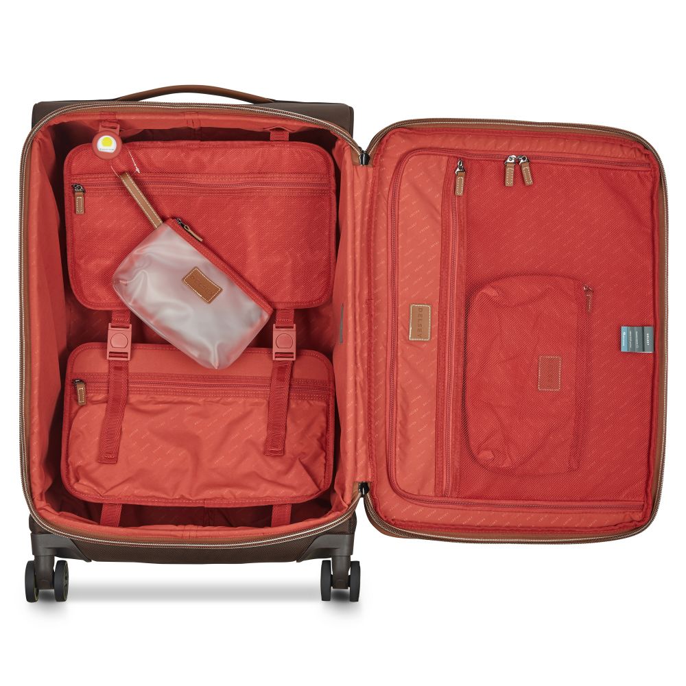 Delsey Chatelet Air 2.0 Softside Medium Expandable Spinner in Brown — interior view