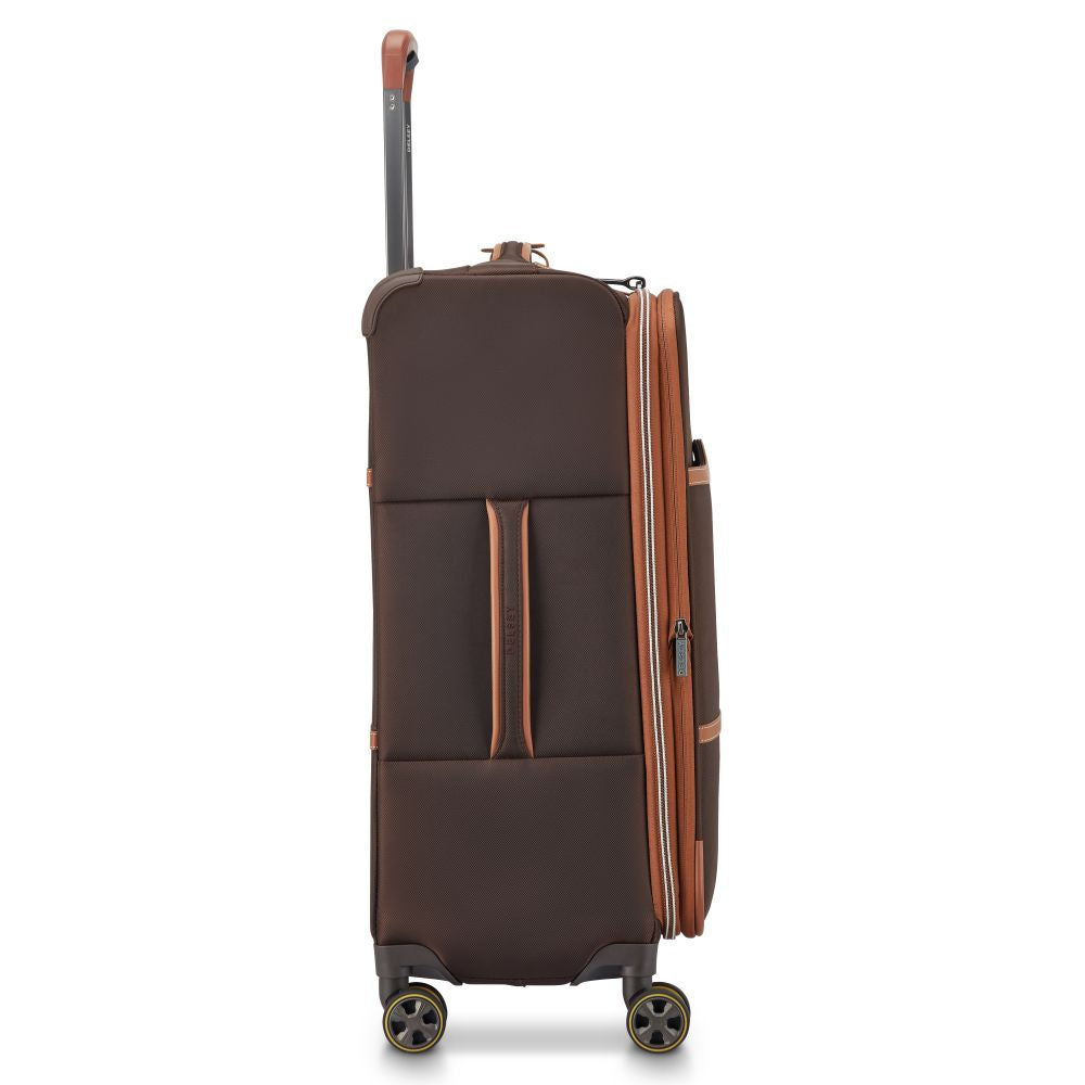 Delsey Chatelet Air 2.0 Softside Medium Expandable Spinner in Brown — side view