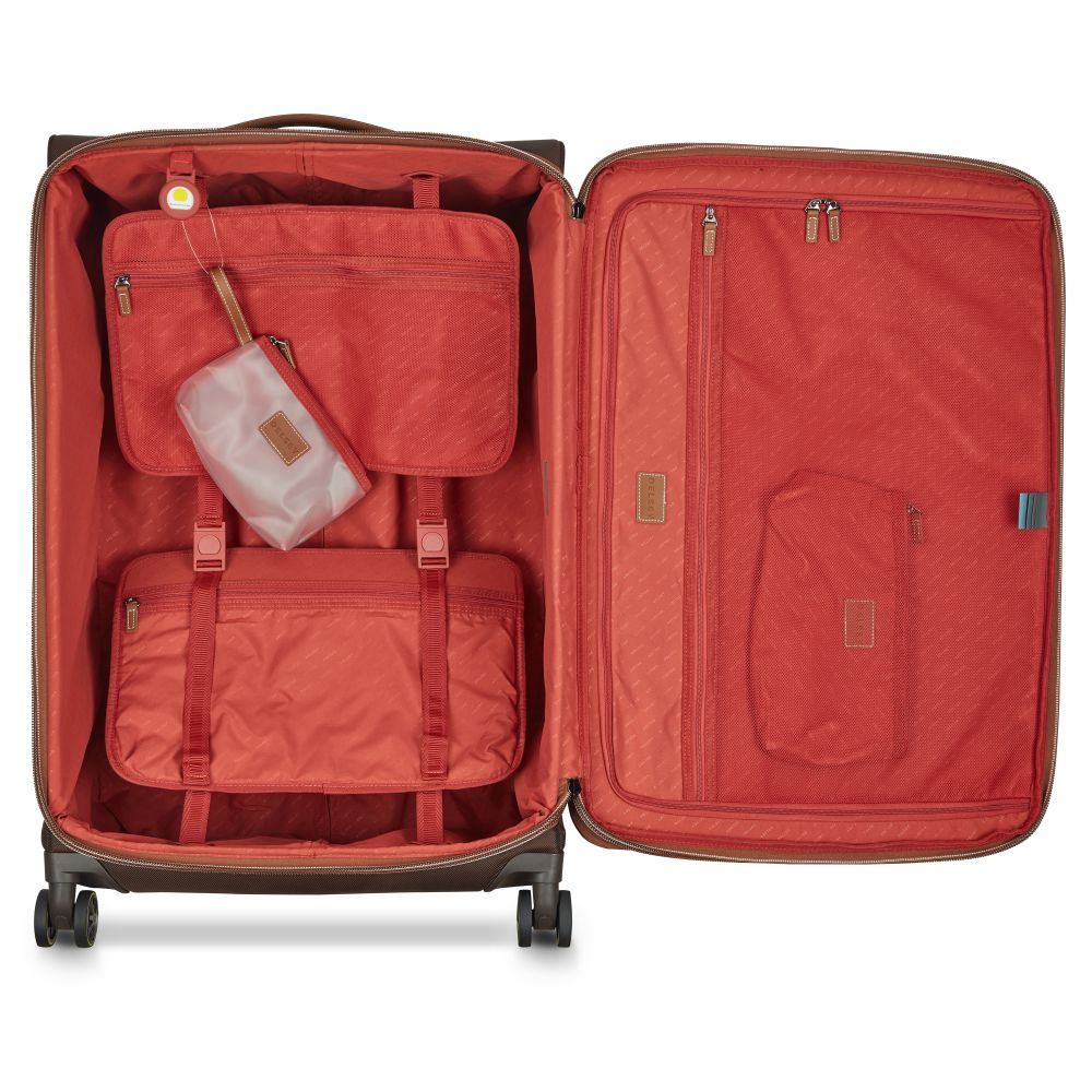 Delsey Chatelet Air 2.0 Softside Large Expandable Spinner in Brown — interior view