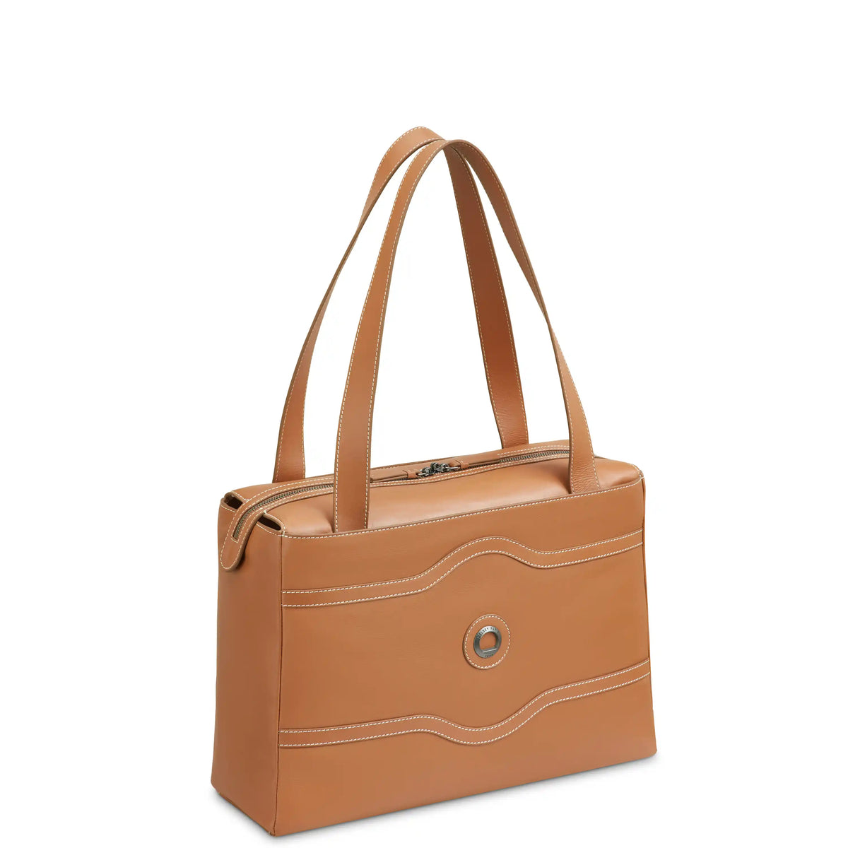 Delsey Chatelet Air 2.0 Leather Shoulder Bag in Cognac — angle view 2