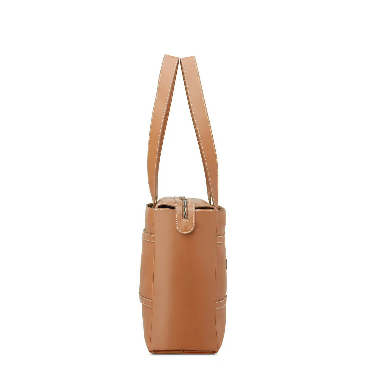 Delsey Chatelet Air 2.0 Leather Shoulder Bag in Cognac — angle view 3