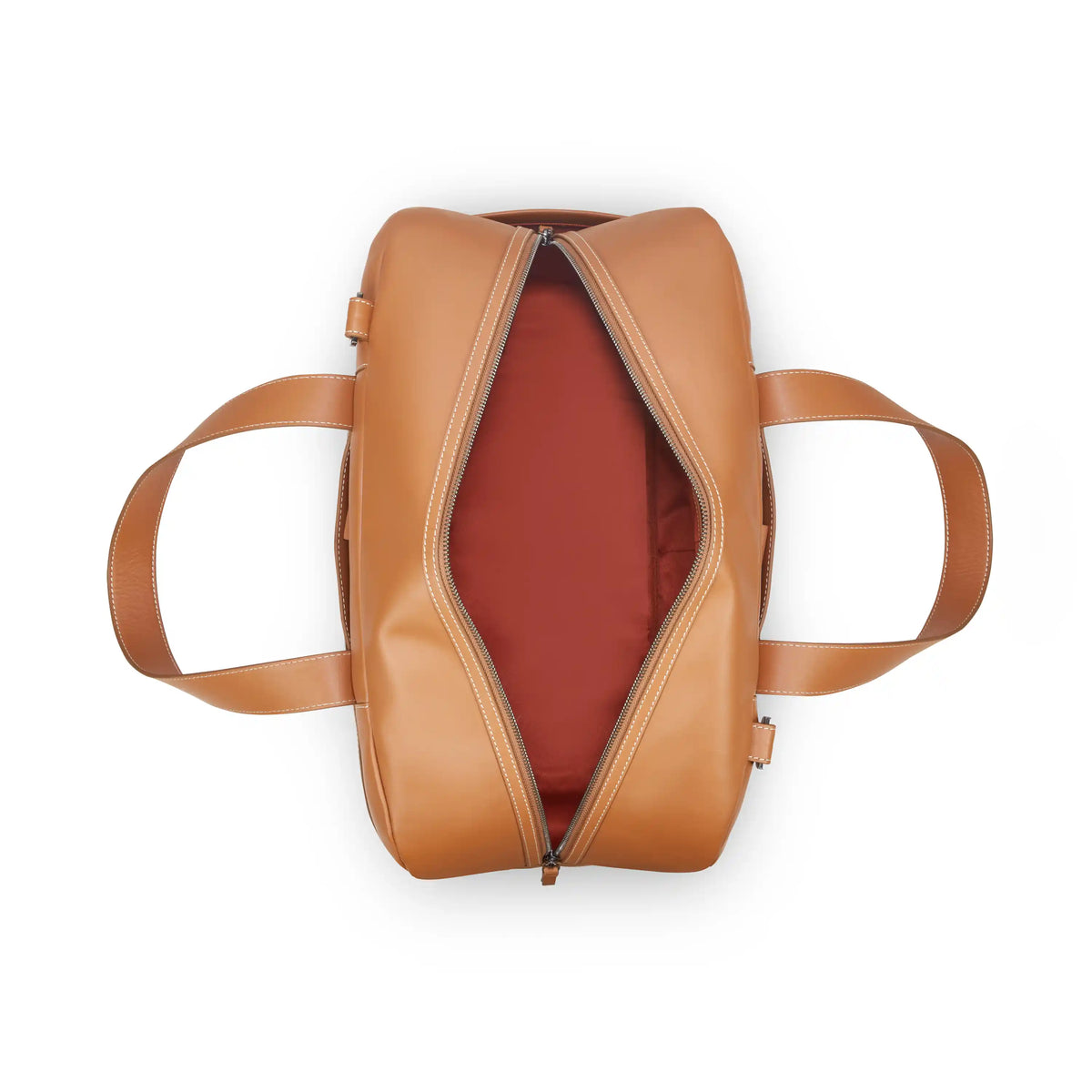 Delsey Chatelet Air 2.0 Leather Weekender Bag in Cognac — interior view