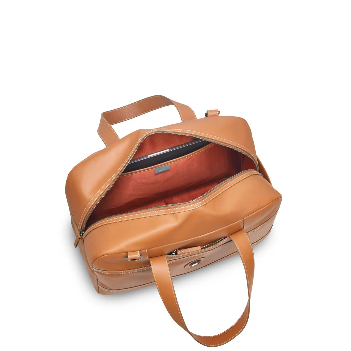 Delsey Chatelet Air 2.0 Leather Weekender Bag in Cognac — interior view 2
