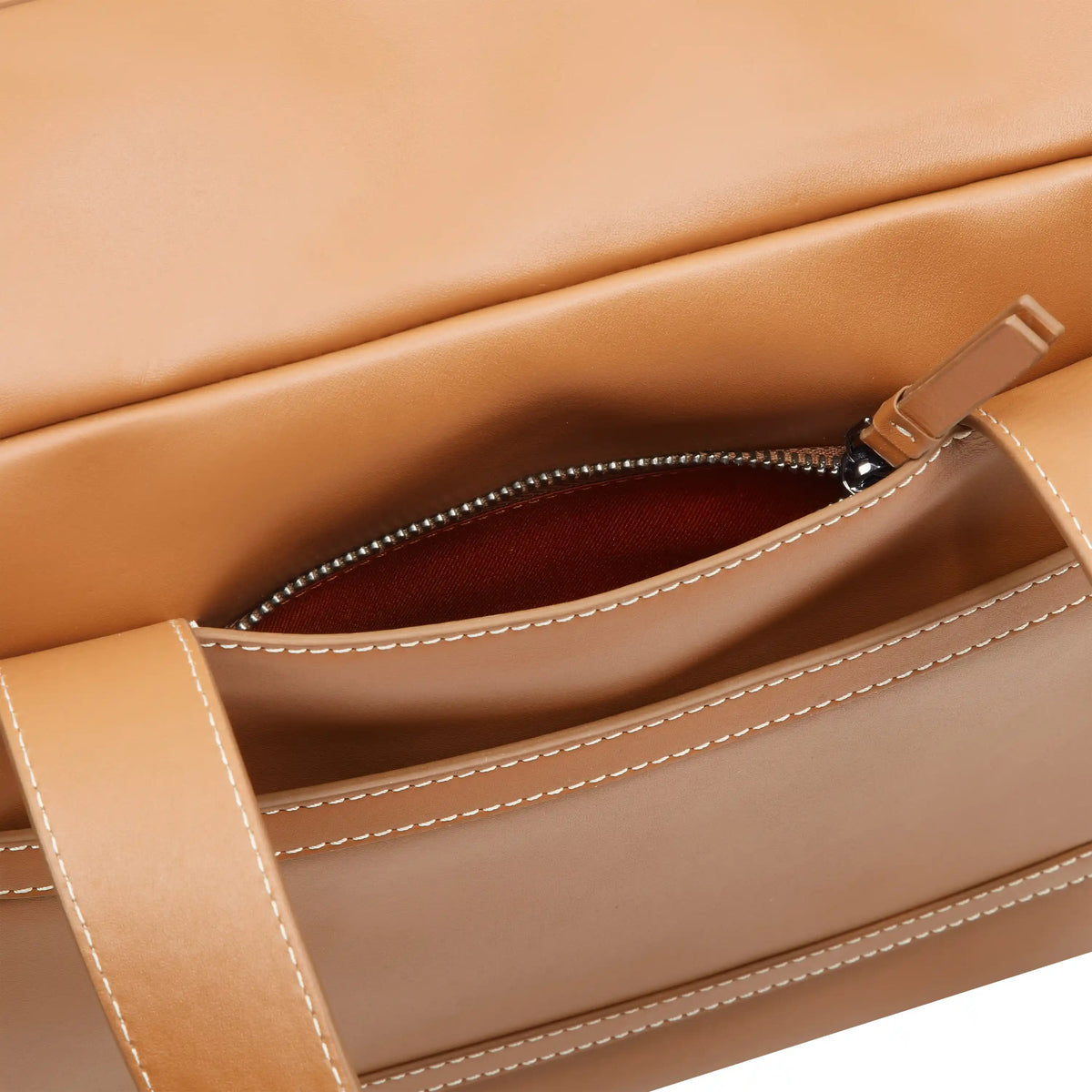 Delsey Chatelet Air 2.0 Leather Weekender Bag in Cognac — interior view 3