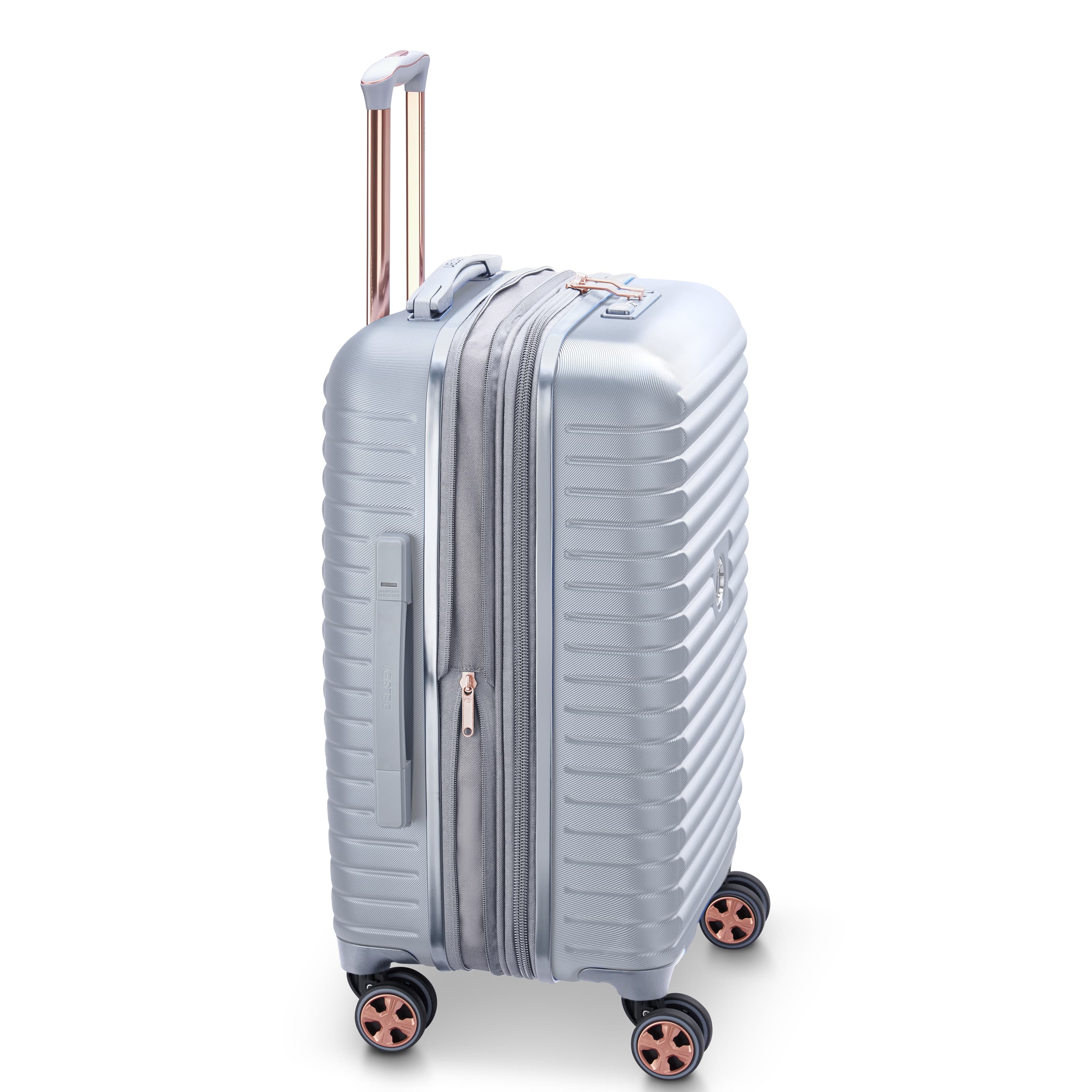 Delsey Cruise 3.0 Carry-On Plus Expandable Spinner in Platinum — angle view 2 # color_Platinum