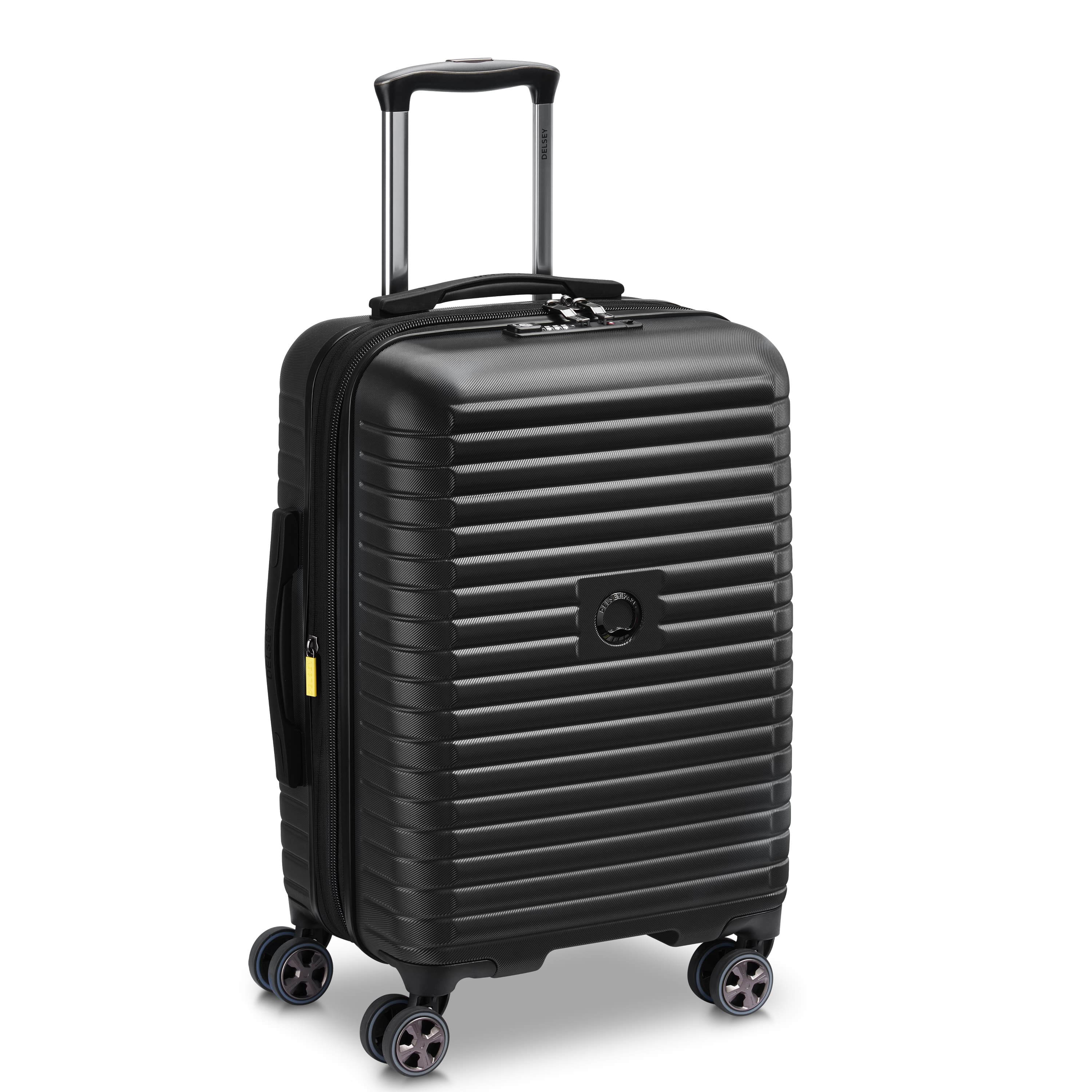 Delsey Cruise 3.0 Carry-On Plus Expandable Spinner in Black — front view # color_Black