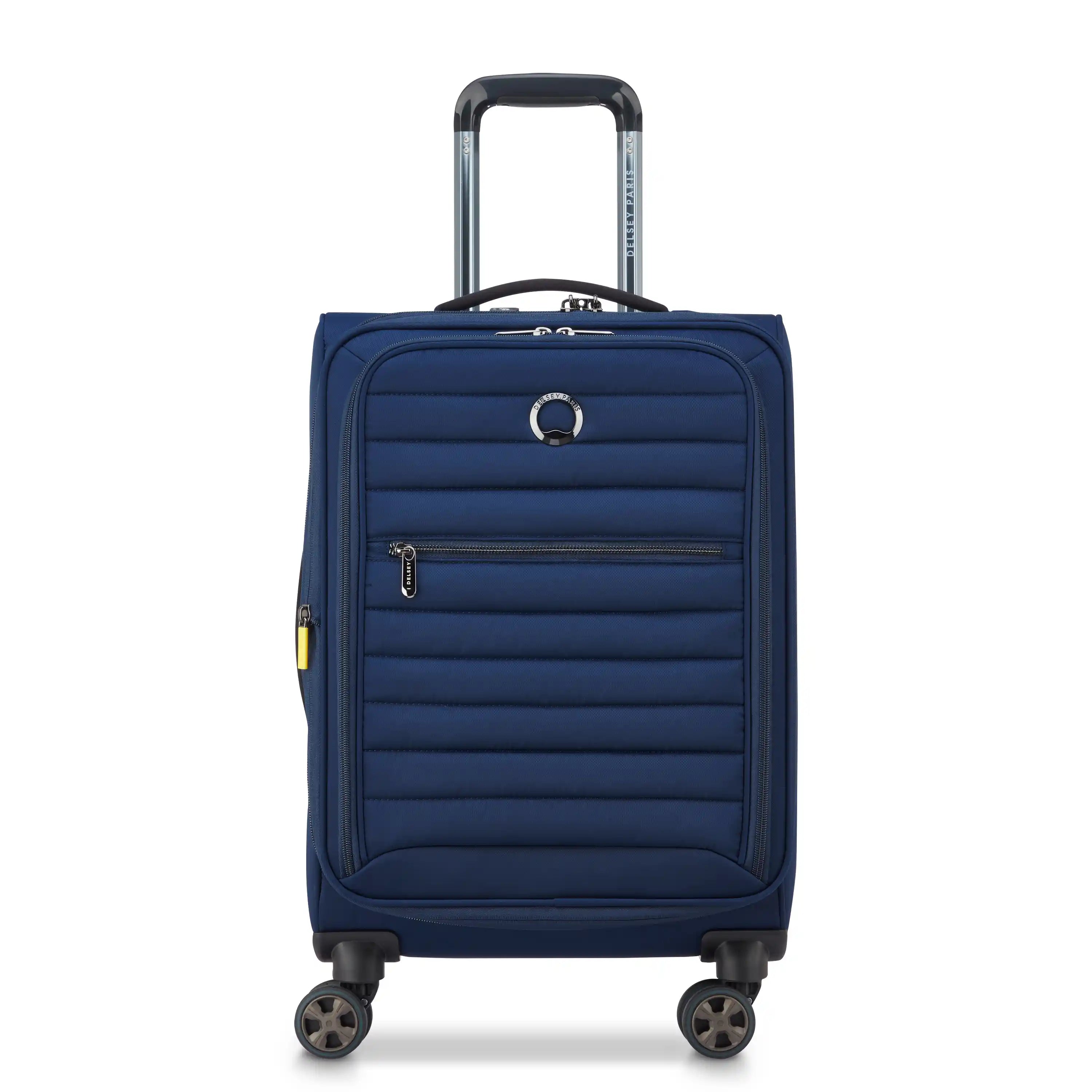 Delsey Cruise 3.0 Softside Carry-On Plus Expandable Spinner in Deep Sea Navy — front view # color_Deep Sea Navy