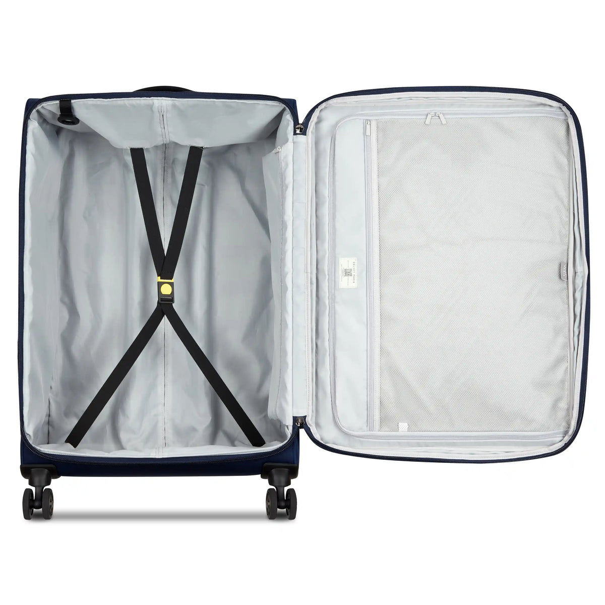 Delsey Cruise 3.0 Softside Large Expandable Spinner in Deep Sea Navy — interior view # color_Deep Sea Navy