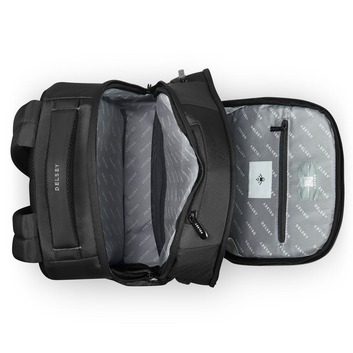 Delsey DLC 2.0 15-Inch Laptop Backpack in Black — interior view