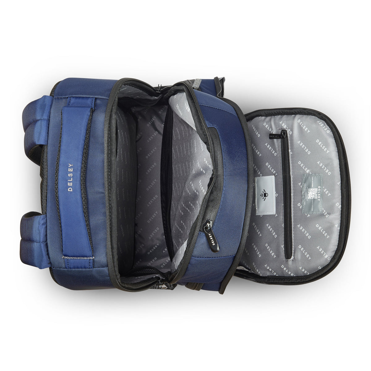 Delsey DLC 2.0 15-Inch Laptop Backpack in Navy — interior view
