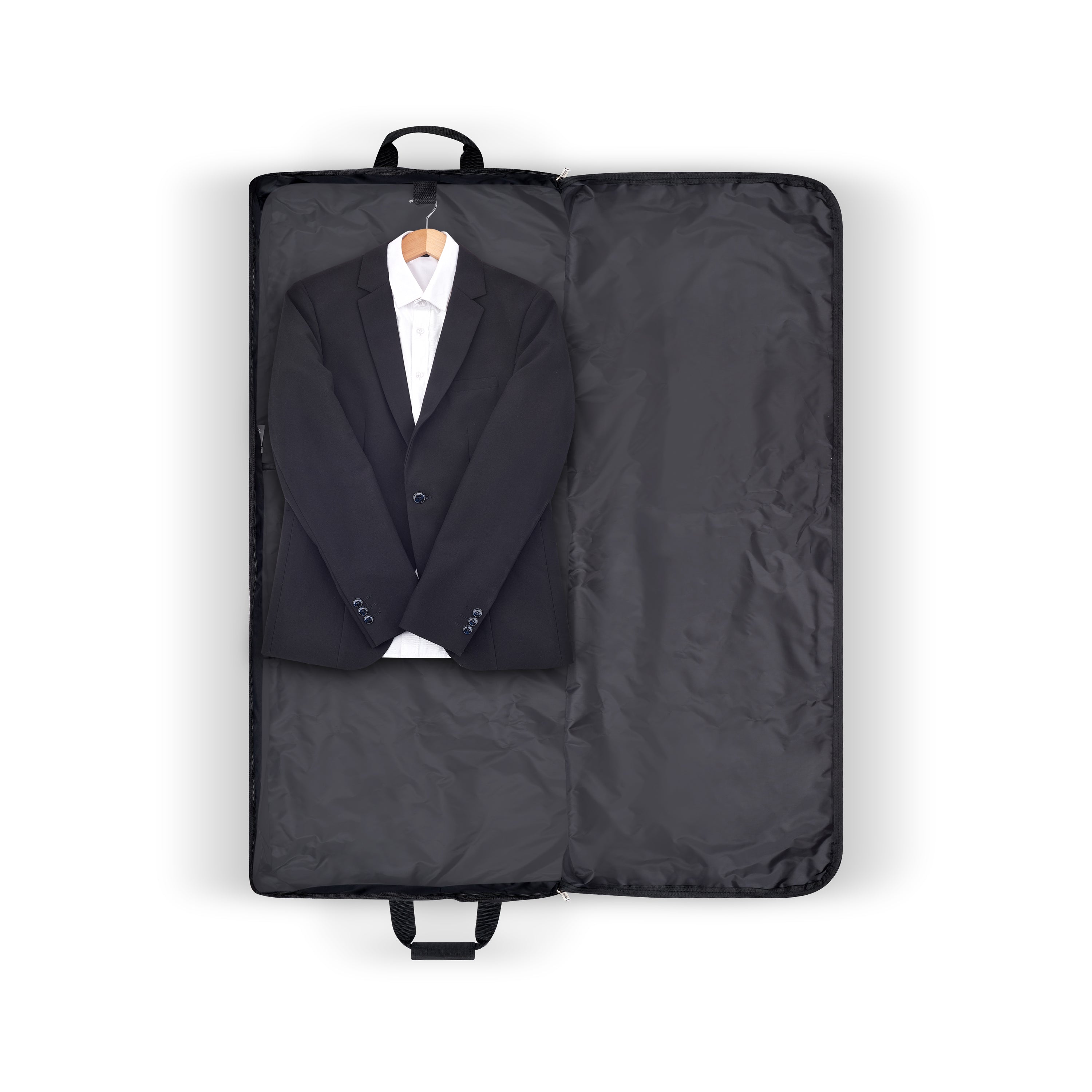 Delsey Helium DLX Carry-On Every Day Garment Bag in Black — interior view # color_Black