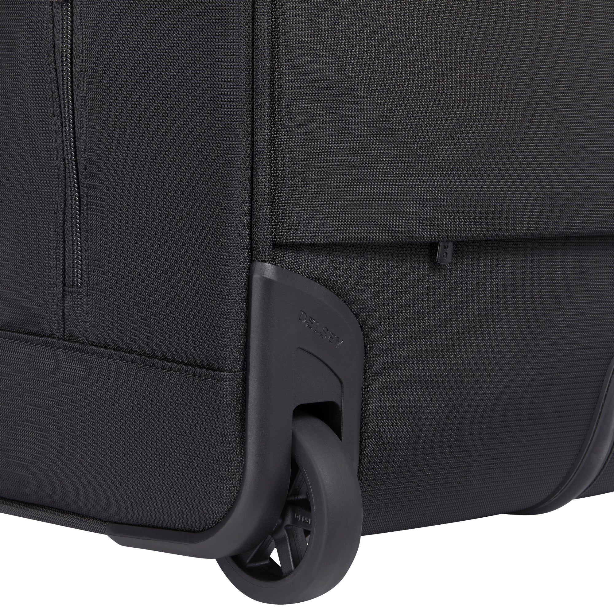 Delsey Helium DLX Wheeled Underseater in Black — detail view # color_Black
