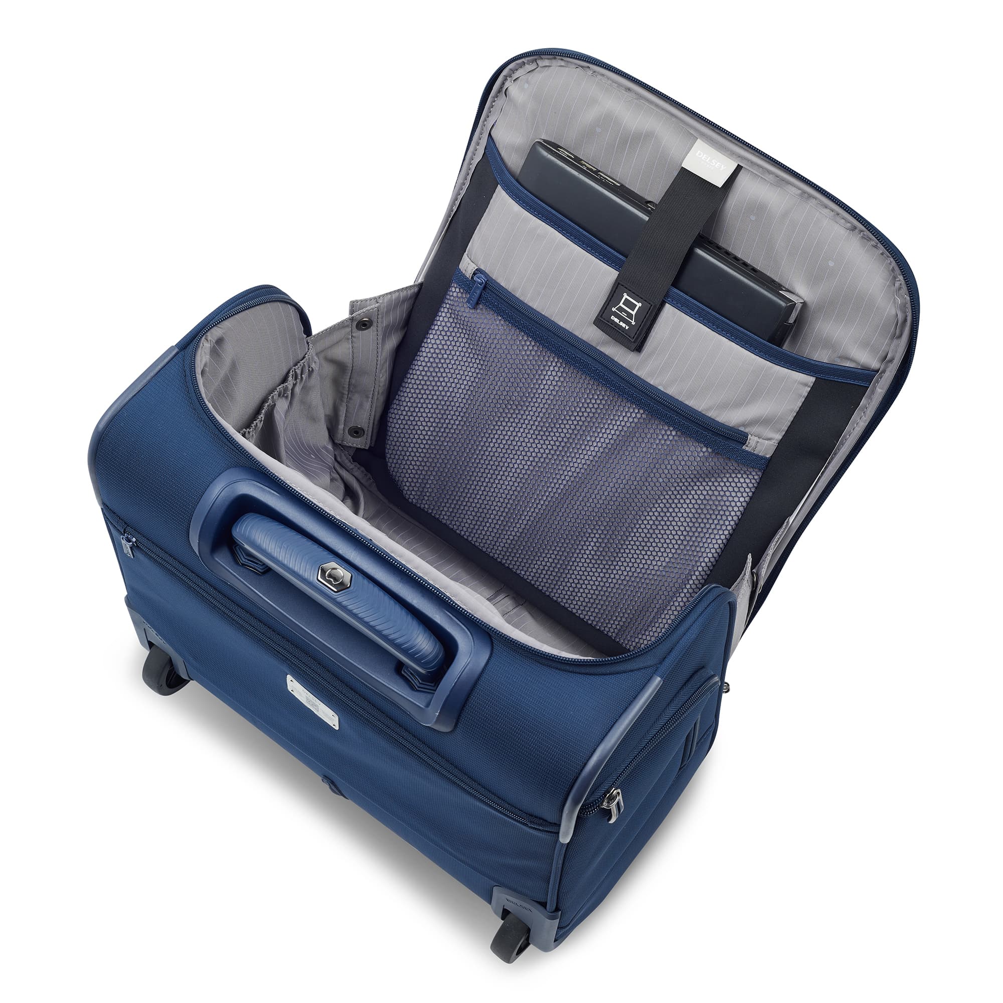 Delsey Helium DLX Wheeled Underseater in Navy — interior view # color_Navy