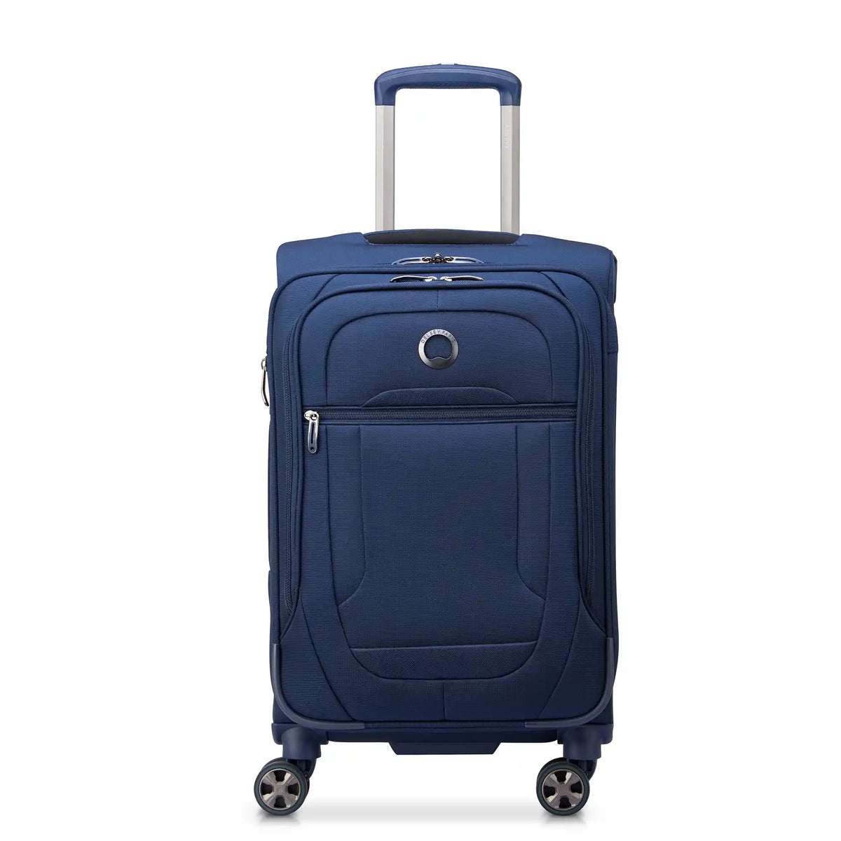 Delsey Helium DLX Carry-On Plus Expandable Spinner in Navy — front view # color_Navy