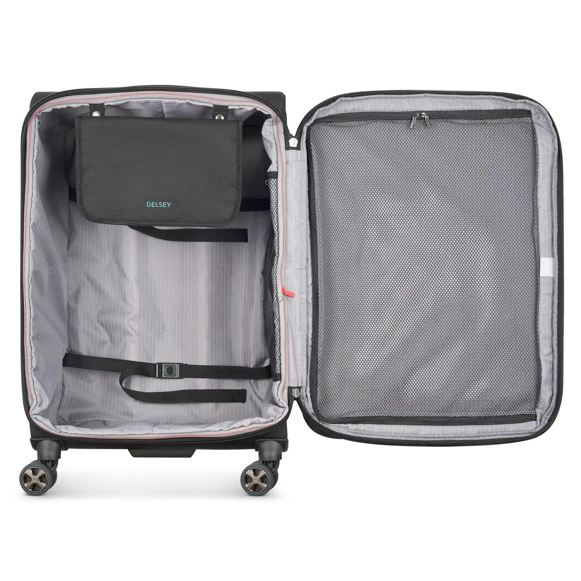 Delsey Helium DLX Medium Expandable Spinner in Black — interior view # color_Black