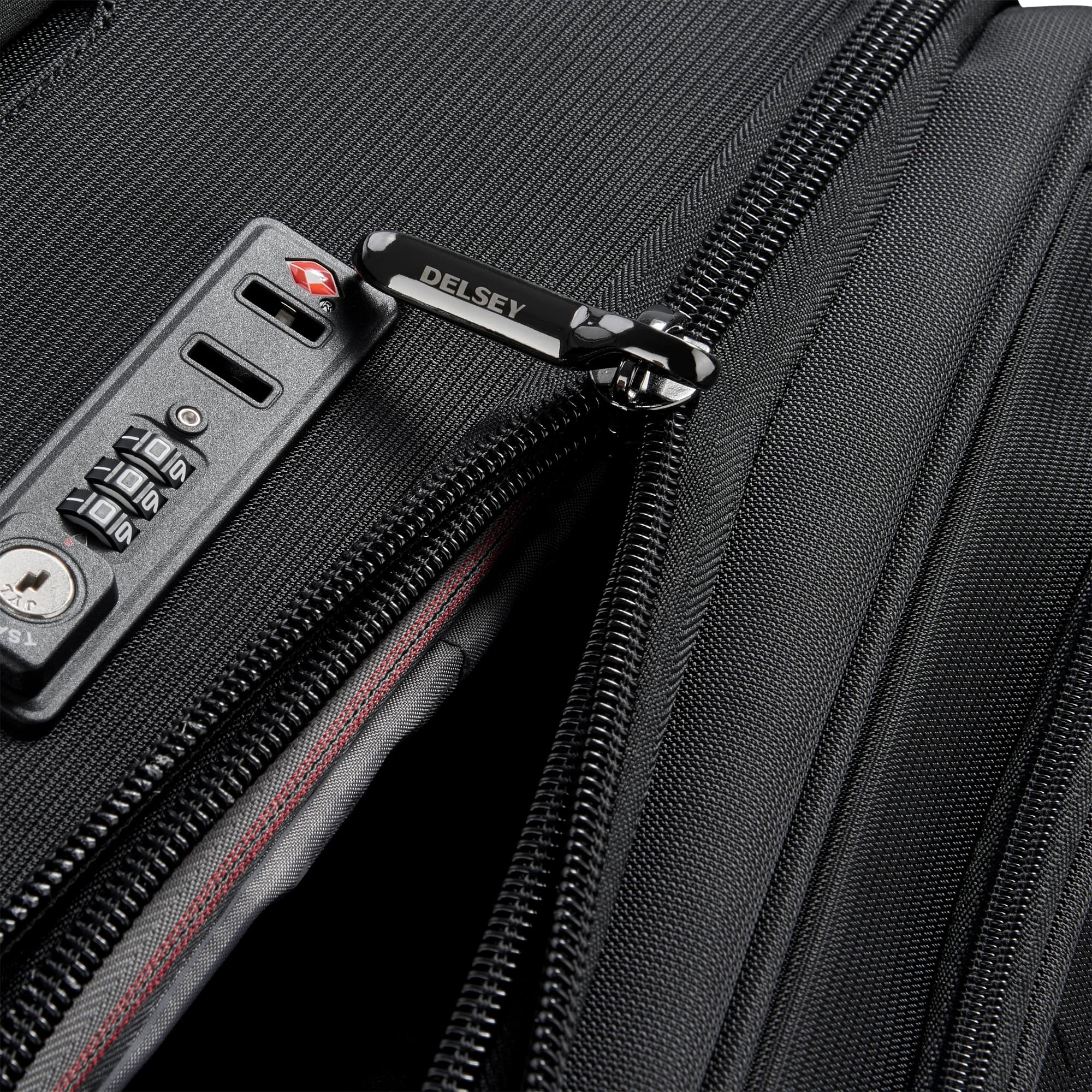 Delsey Helium DLX Medium Expandable Spinner in Black — detail view 3 # color_Black