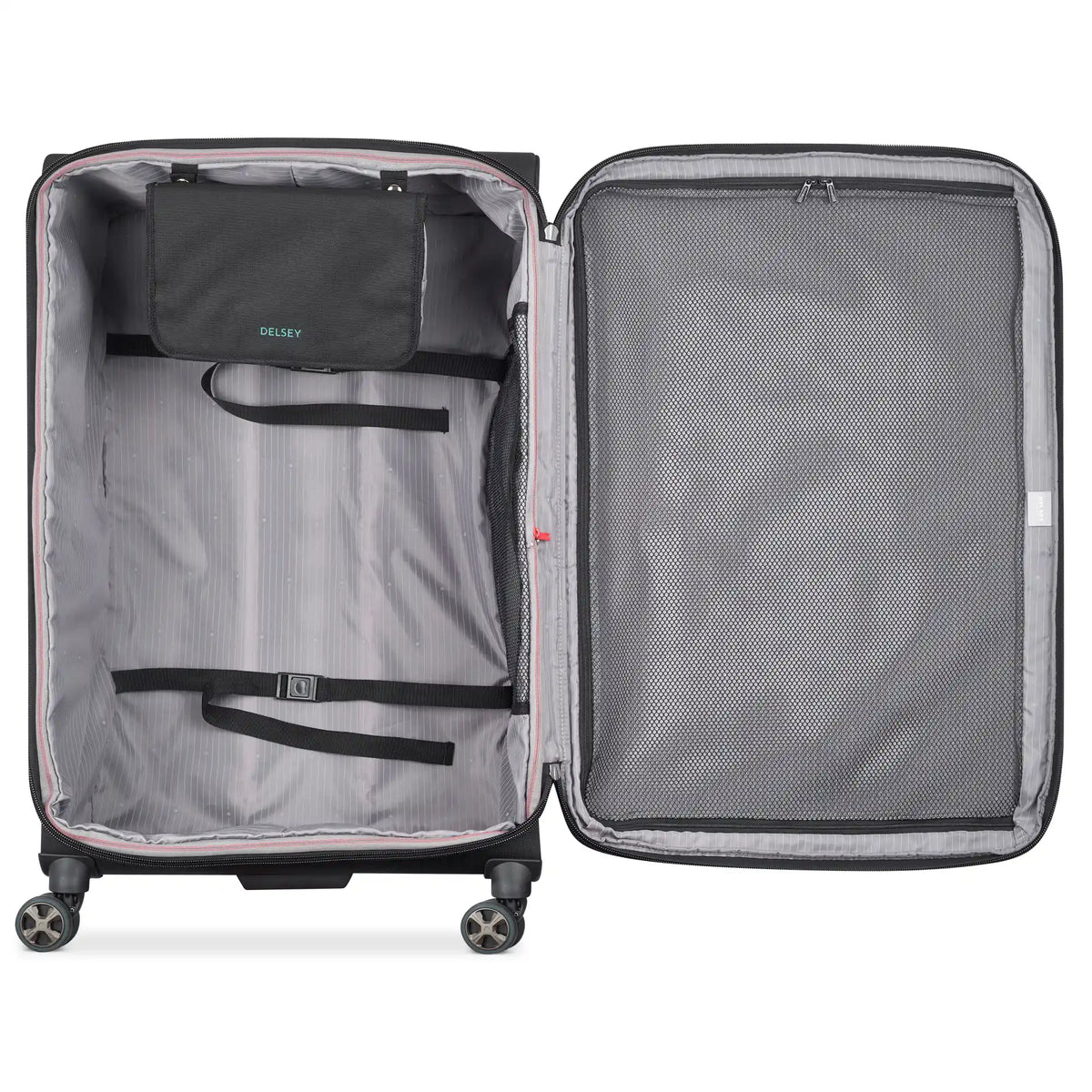 Delsey Helium DLX Large Expandable Spinner in Black — interior view # color_Black