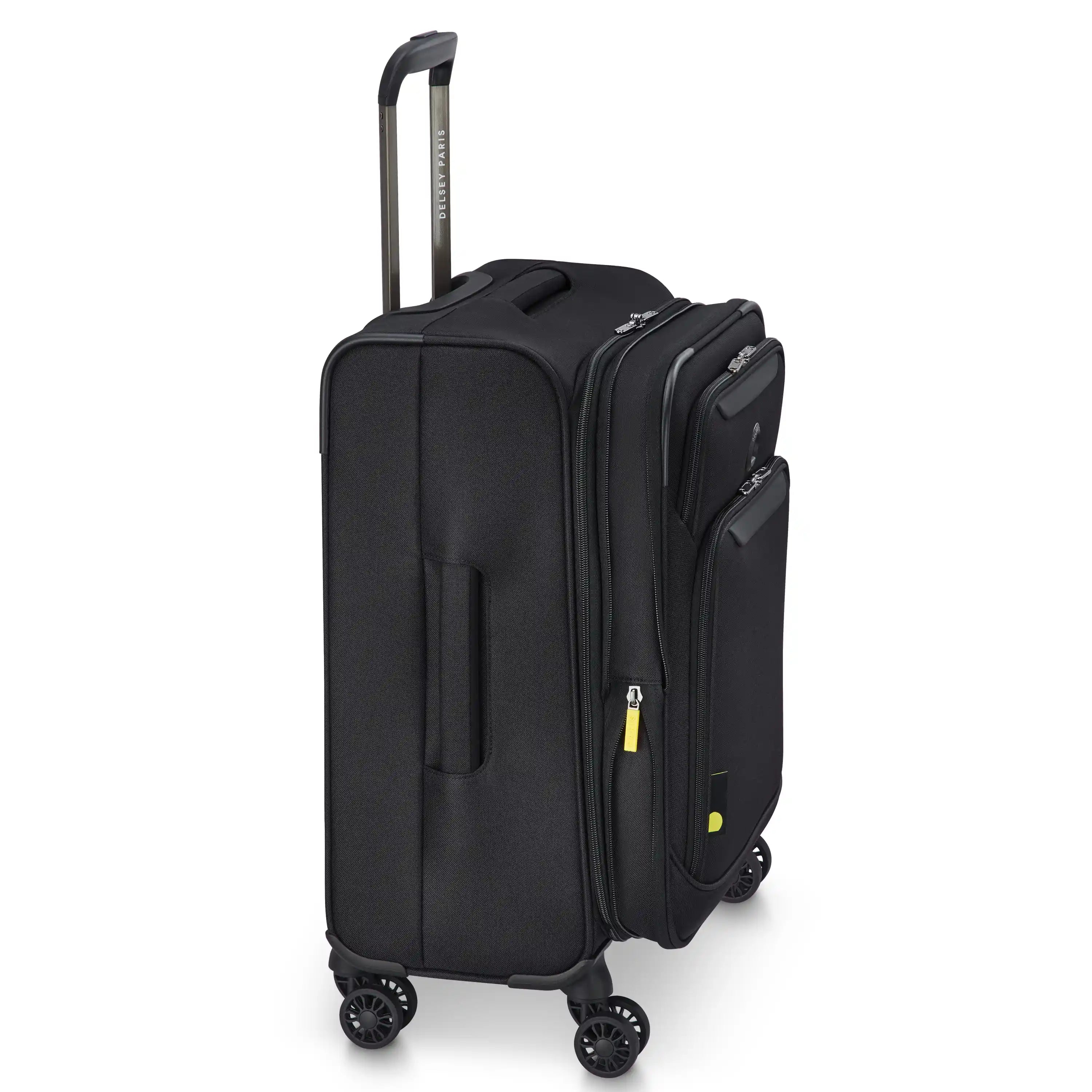 Delsey Sky Max 3.0 Carry-On Plus Expandable Softside Luggage in Black — angle view 3 # color_Black