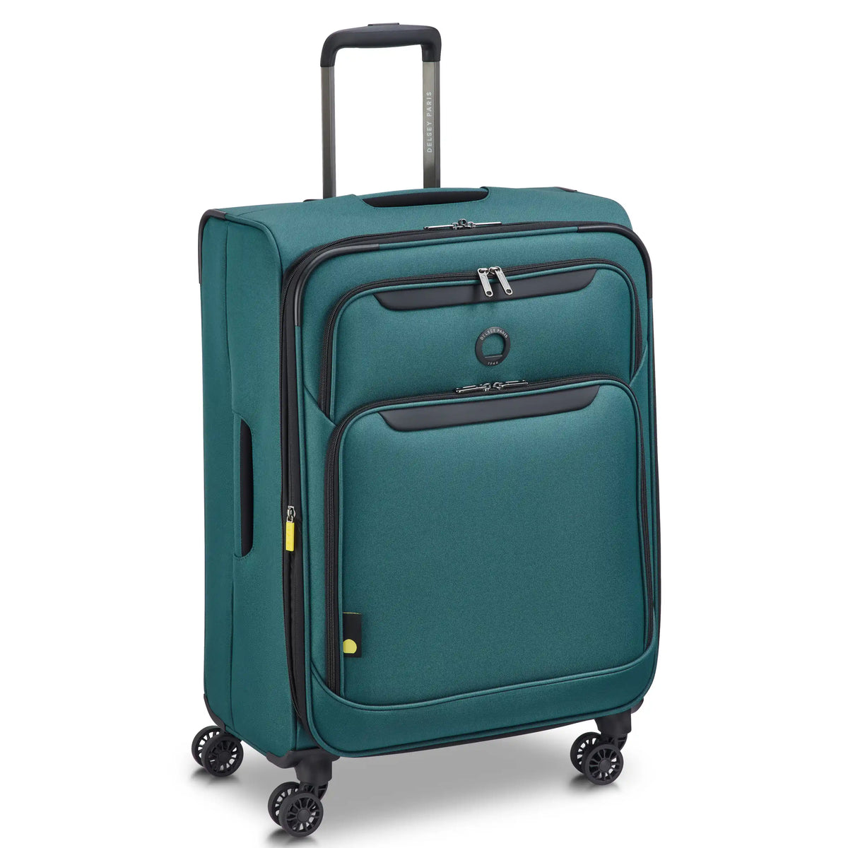 Delsey Sky Max 3.0 Medium Check-In Expandable Spinner in Teal Blue — angle view 2 # color_Teal Blue