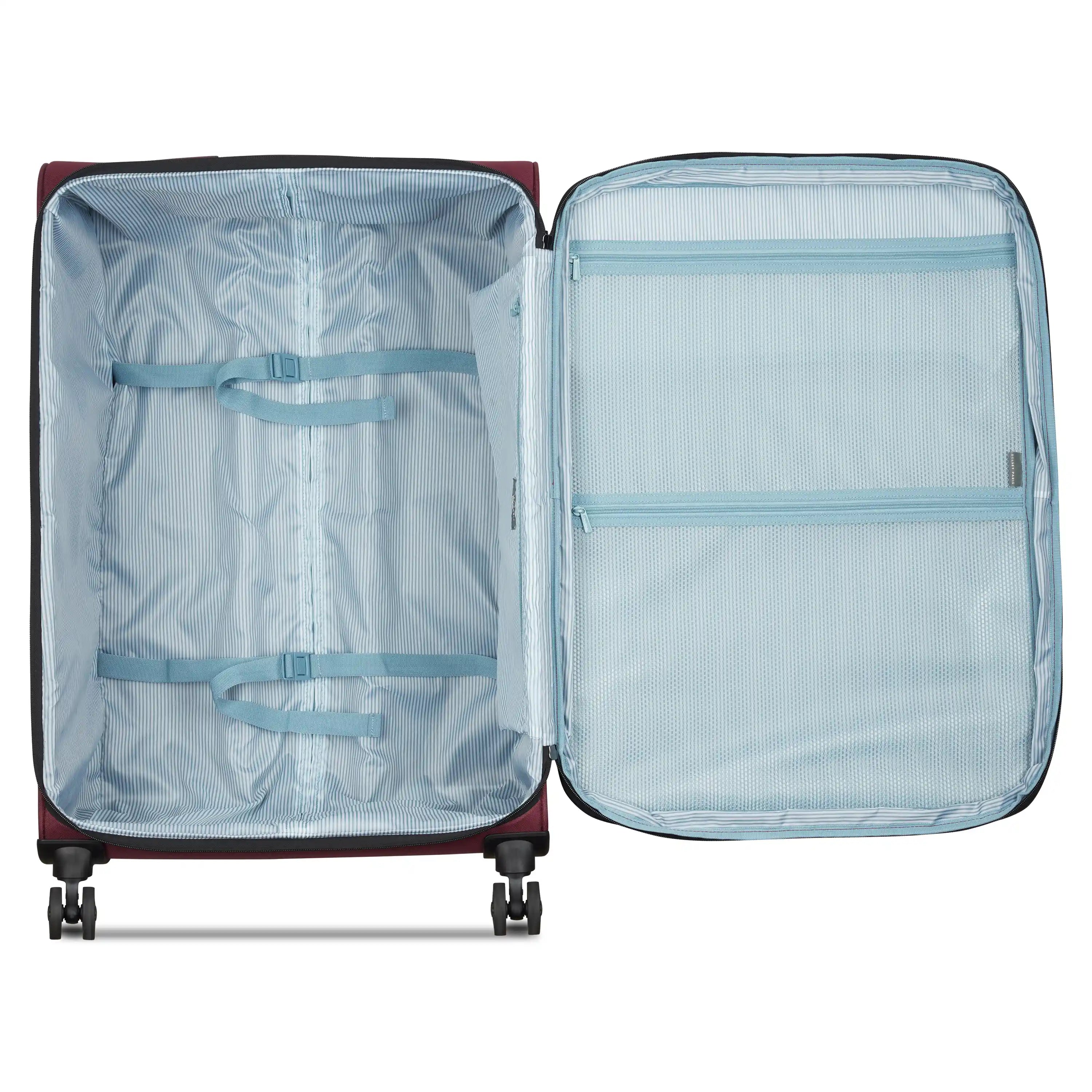 Delsey Sky Max 3.0 Large Check-In Expandable Spinner in Burgundy — interior view # color_Burgundy