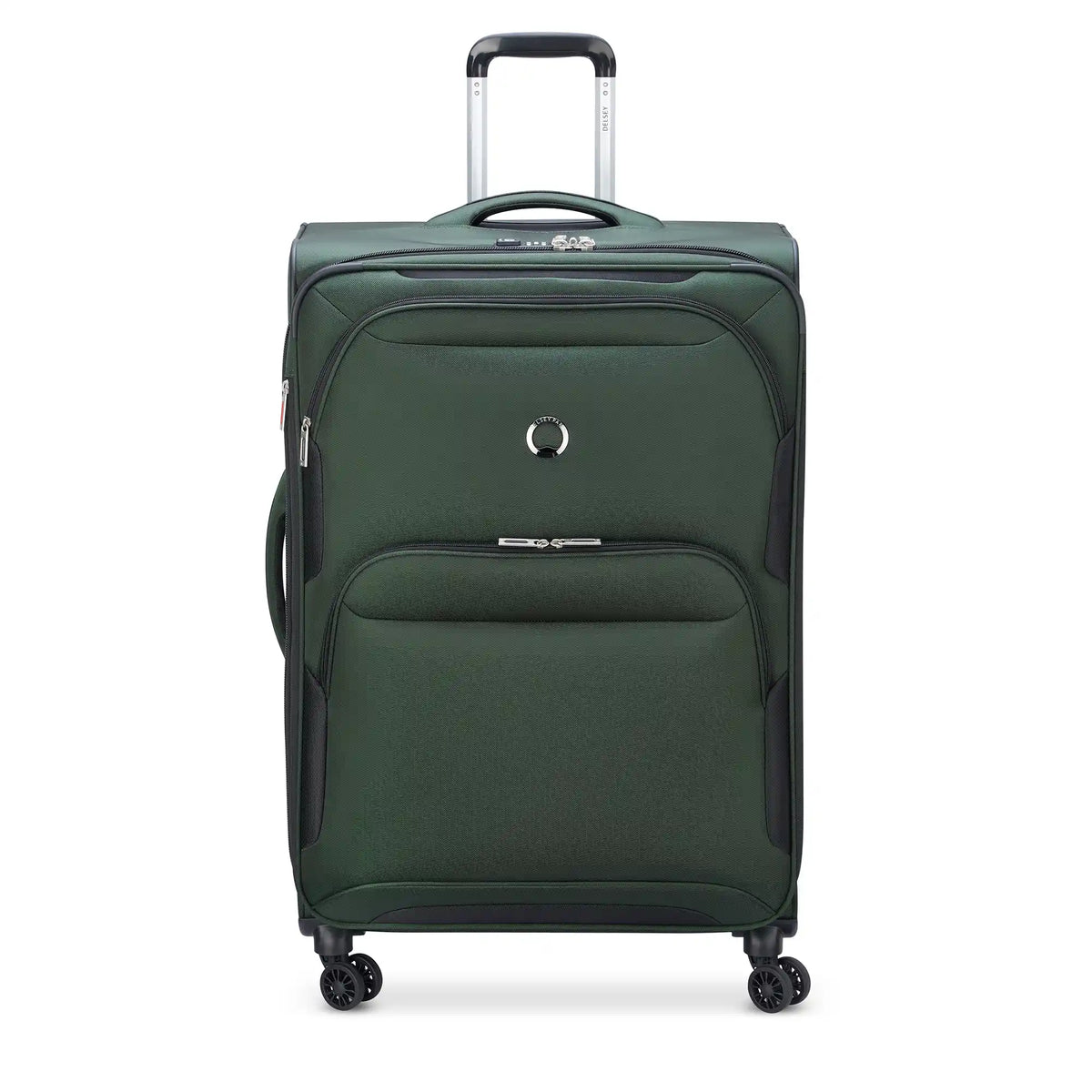 Delsey Sky Max 2.0 Large Expandable Spinner in Green — front view # color_Green