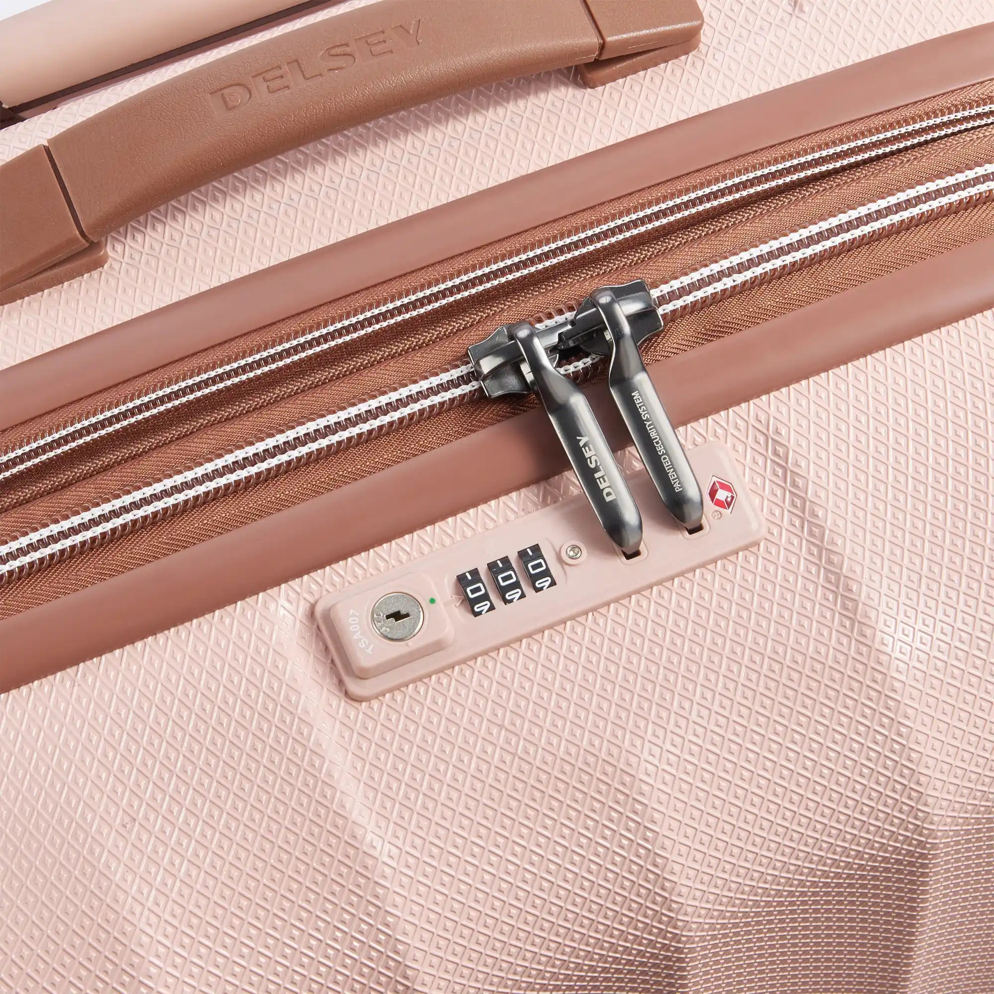 Delsey Carrousel Large Expandable Spinner in Light Pink — detail view 2 # color_Light Pink