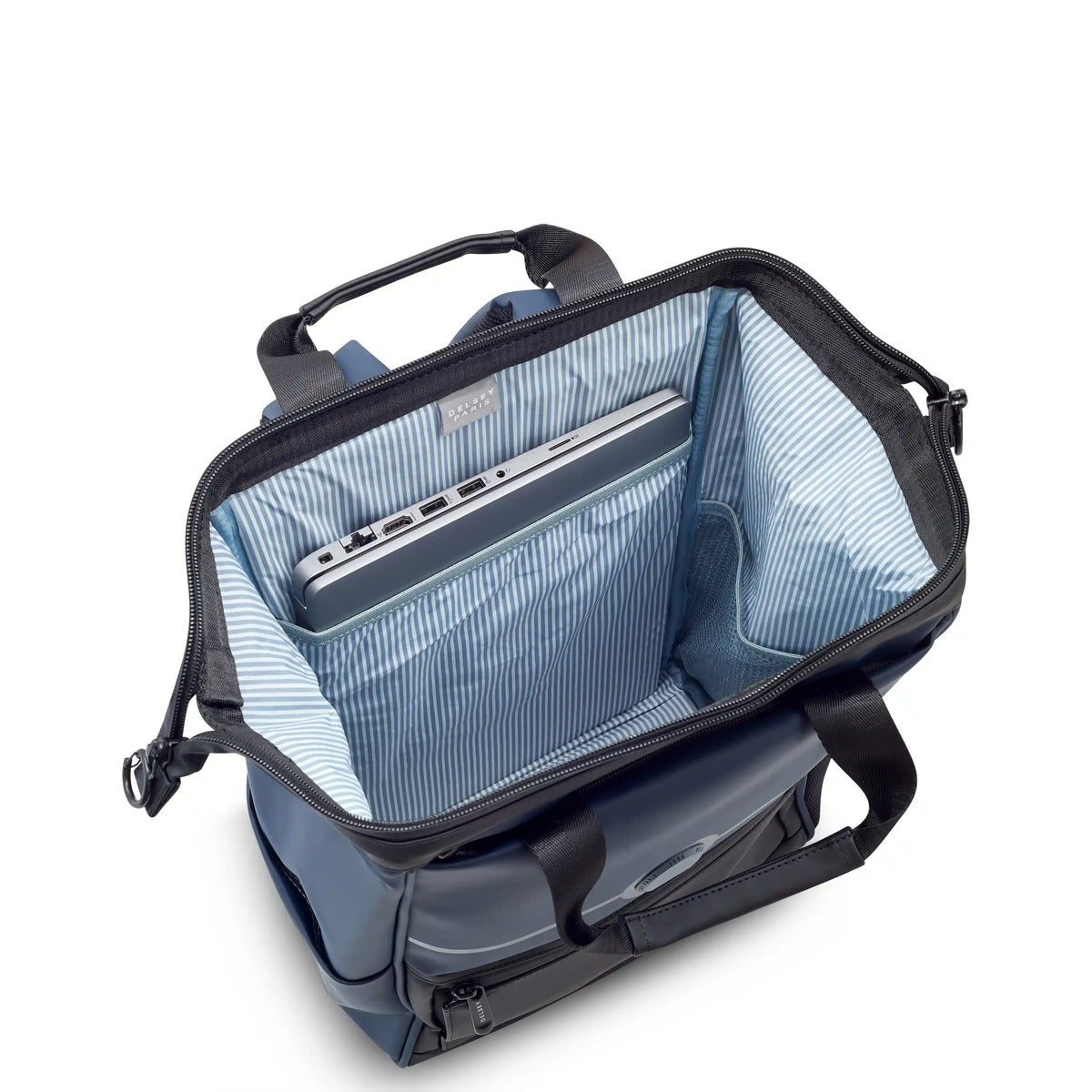Delsey Turenne Soft Laptop Backpack Tote in Navy — interior view 2 # color_Navy