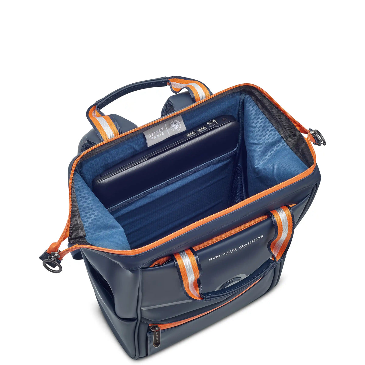 Delsey Turenne Soft Laptop Backpack Tote in Roland-Garros Limited Edition — interior view 2 # color_Roland-Garros Limited Edition
