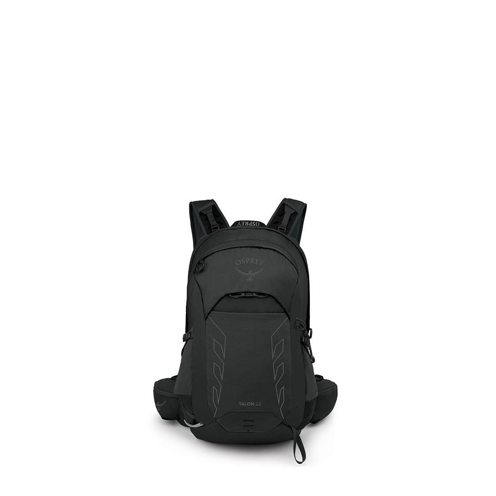 Osprey Talon 22 Extended Fit Hiking Backpack 22L in Black/Coal Grey — front view