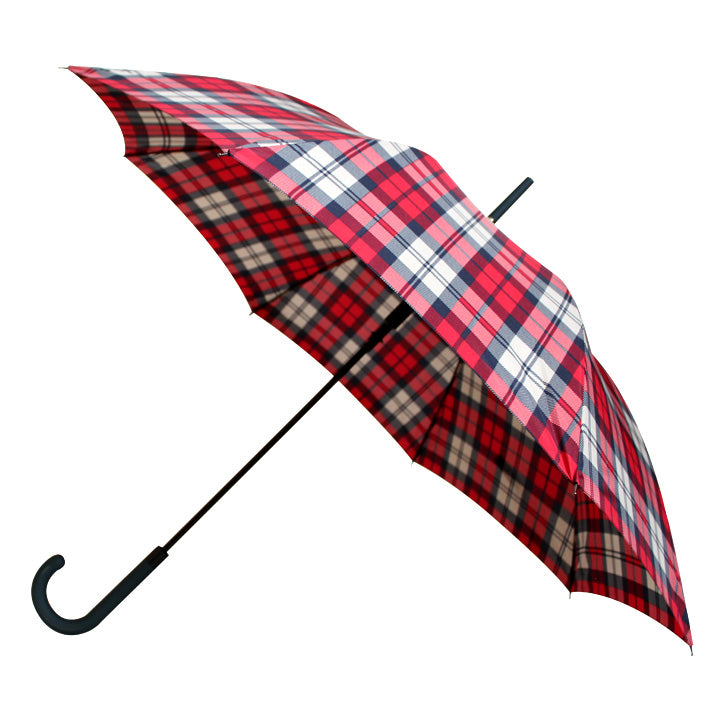 Vista 7017 Unisex Plaid Umbrella in Red — front view # color_Red
