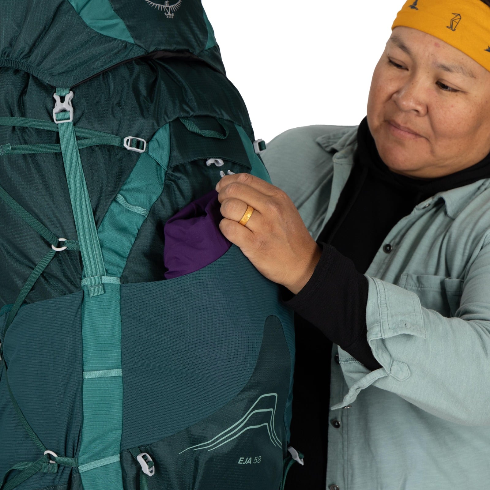 Osprey Eja 58 Extended Fit Women's Backpacking Pack 58L in Deep Teal — detail view 7