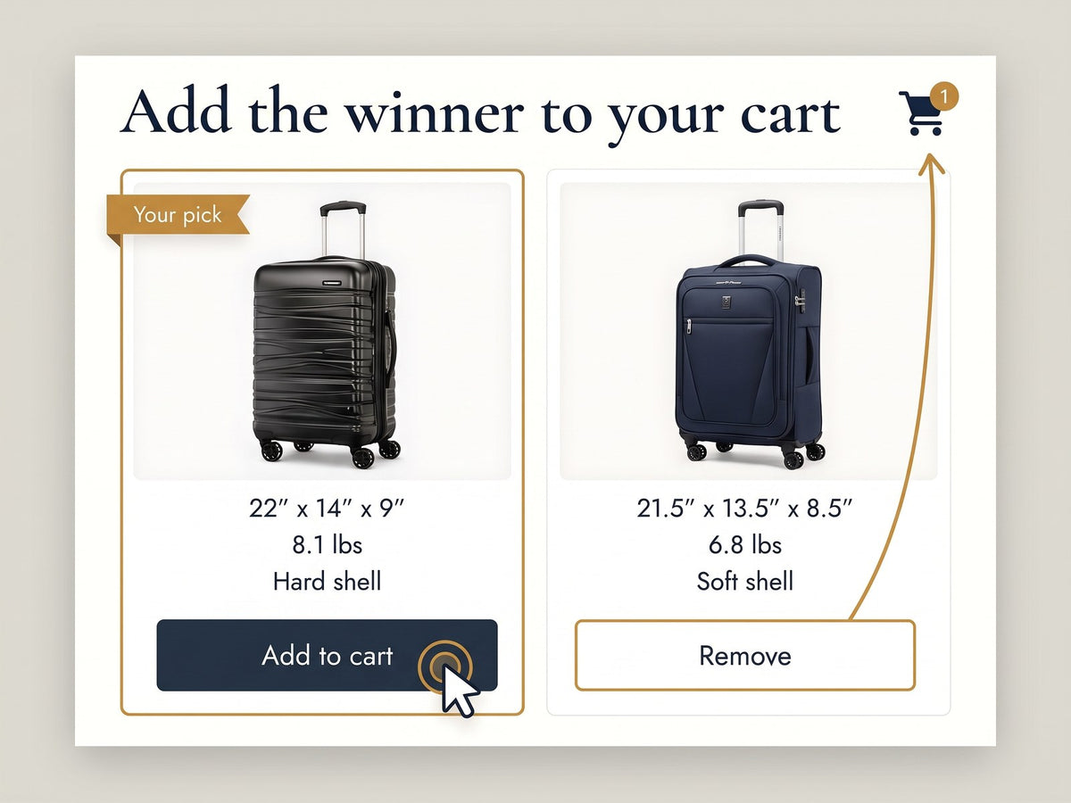 Add the winning bag to your cart
