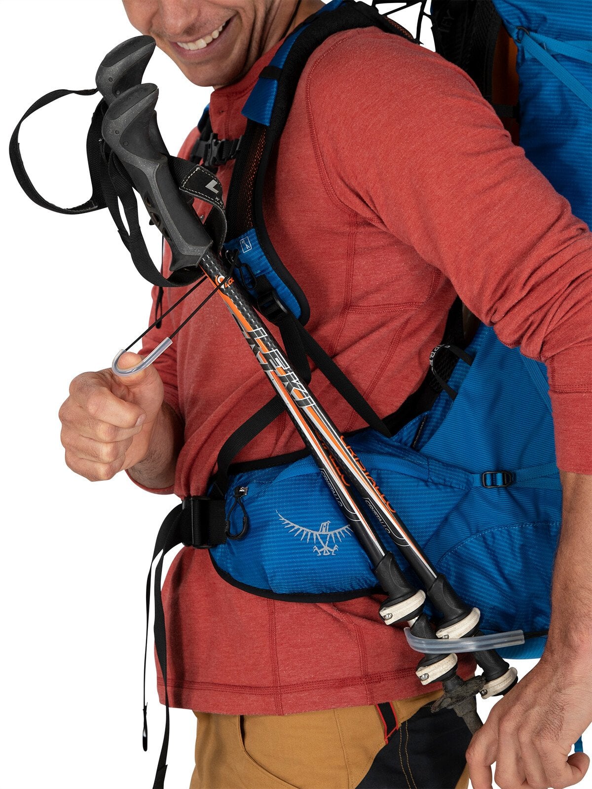 Osprey Exos 48 Backpacking Pack 48L in Blue Ribbon — lifestyle